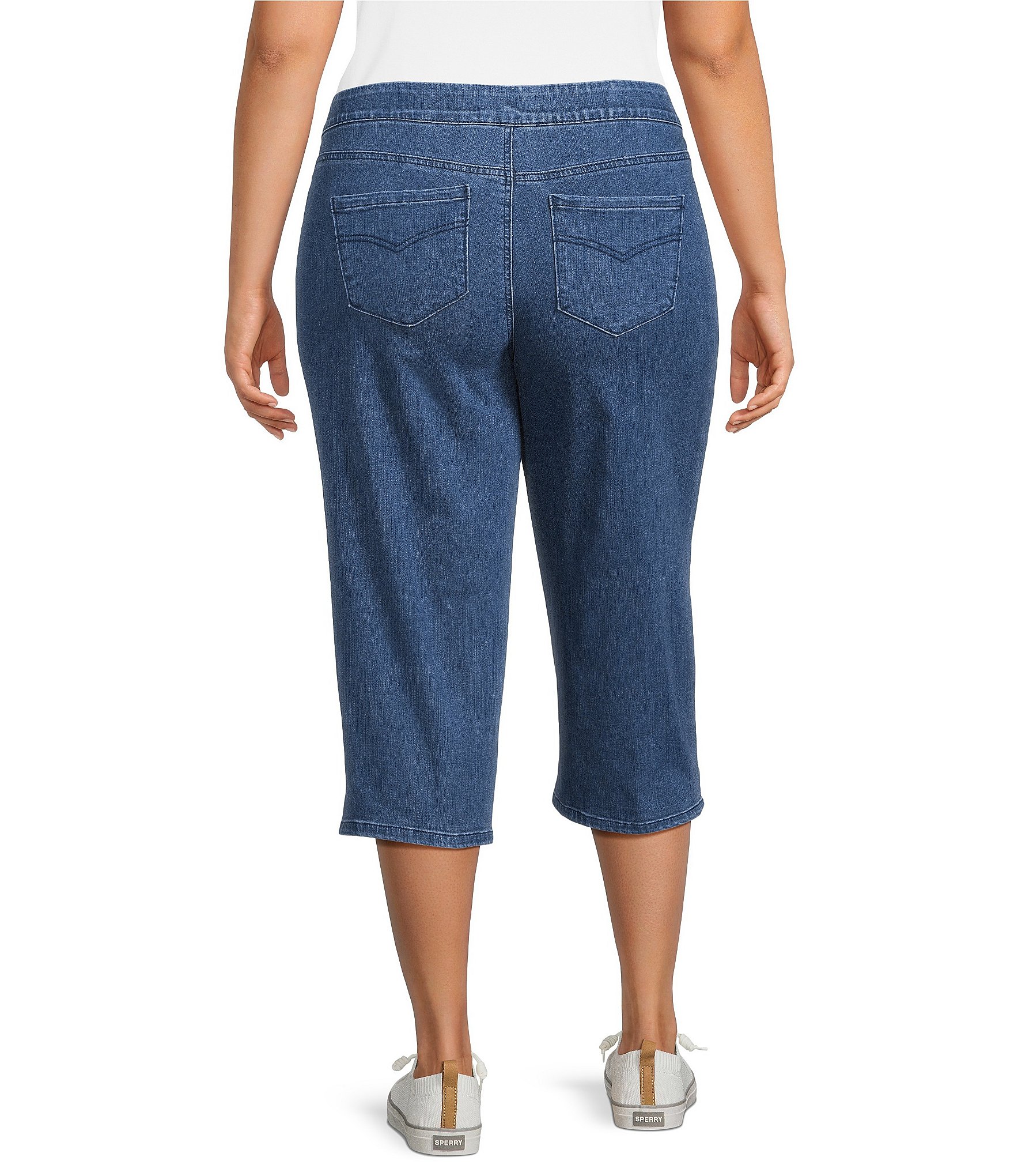 Intro Plus Size Dahlia Freedom Denim Capri Pull-On Pants