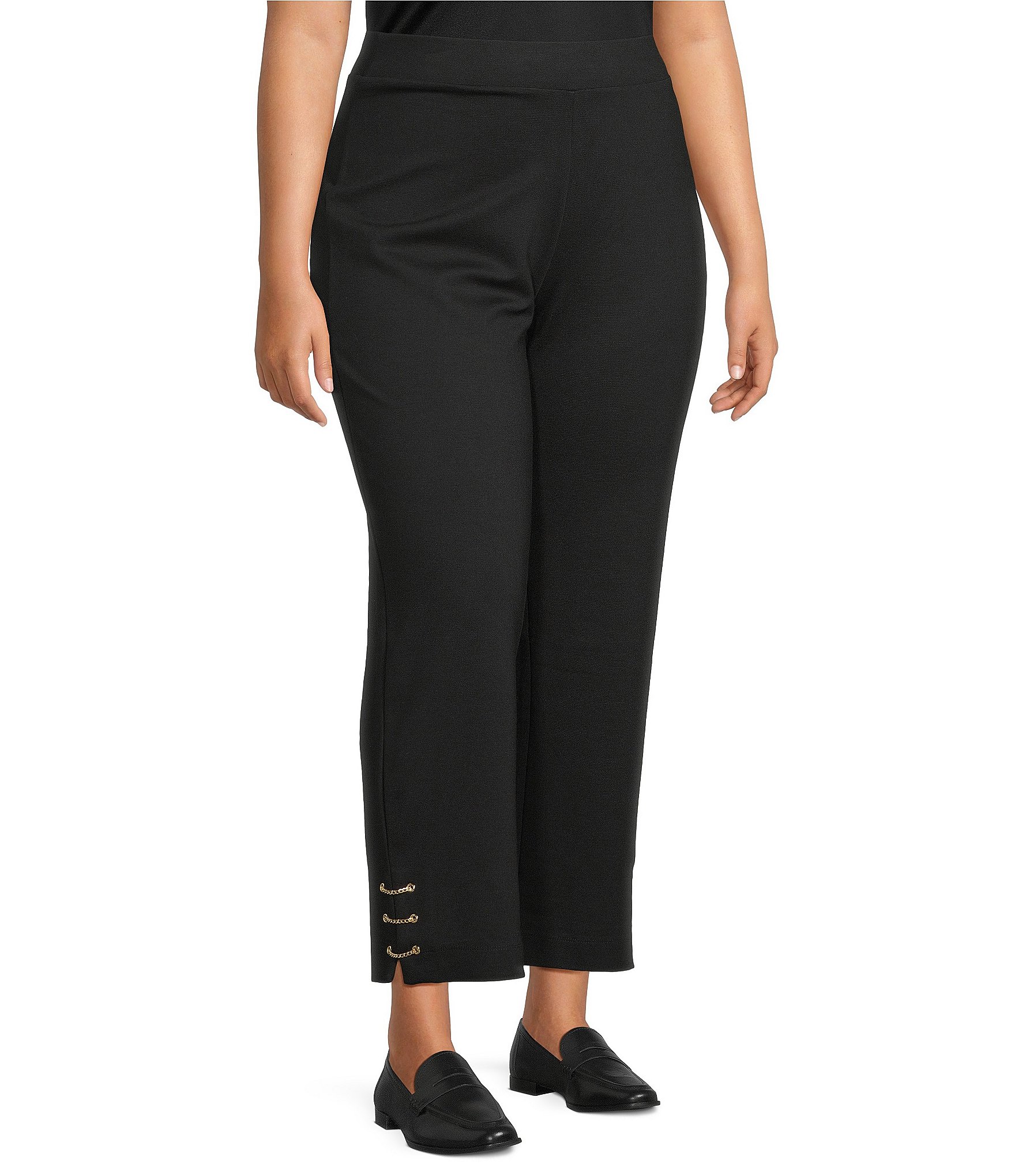 Intro Plus Size Double Knit Straight Leg Pull-On Pants