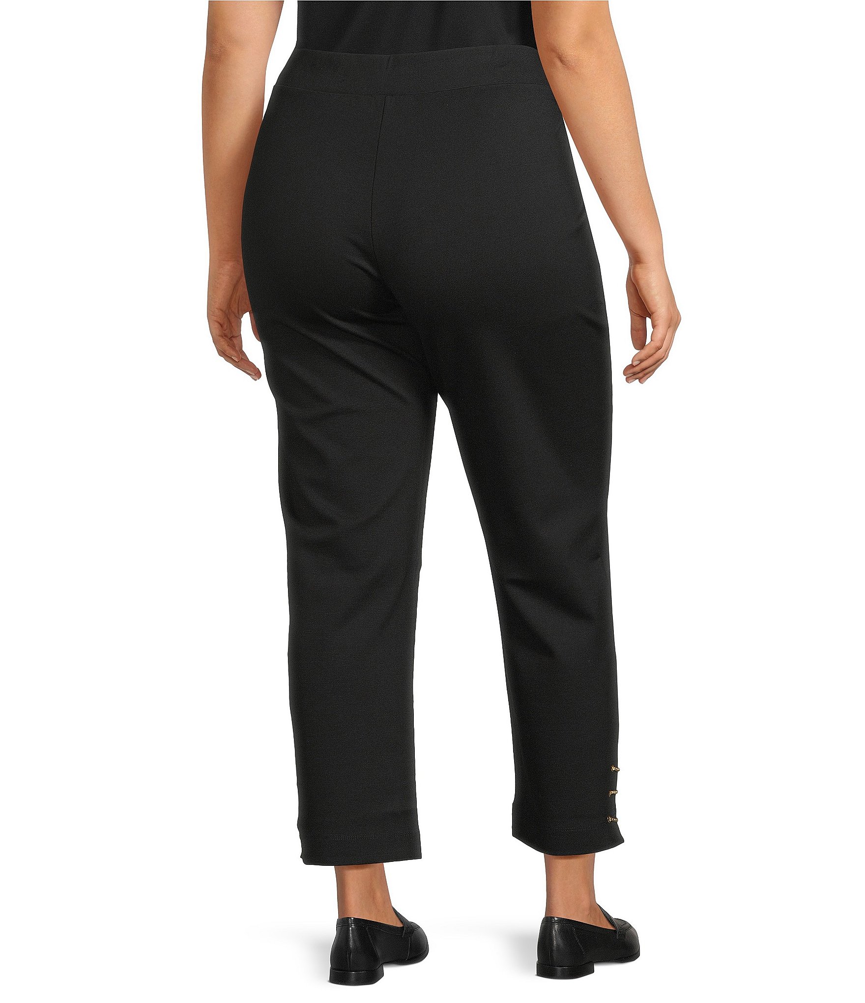 Intro Plus Size Double Knit Straight Leg Pull-On Pants