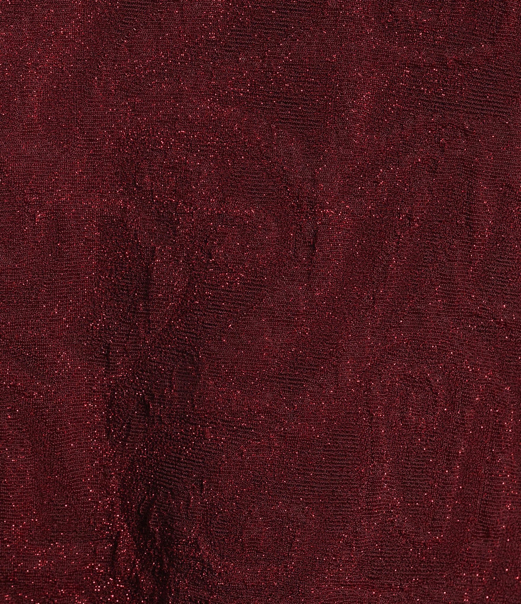 Intro Plus Size Red Lurex Scoop Neck Long Sleeve Knit Top