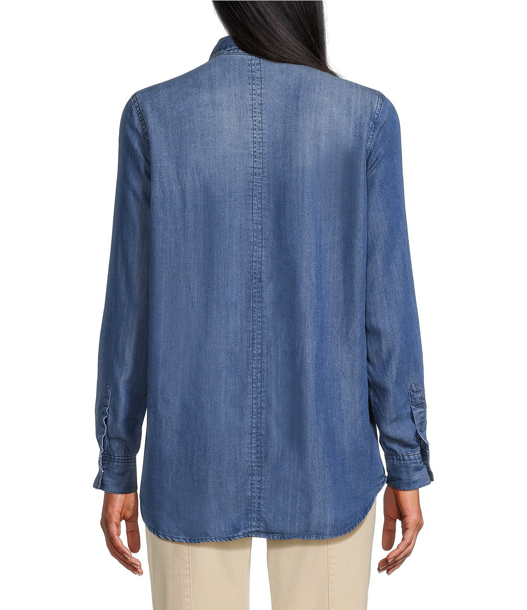 Intro Long Roll-Tab Sleeve Button Front Slub Lyocell Shirt