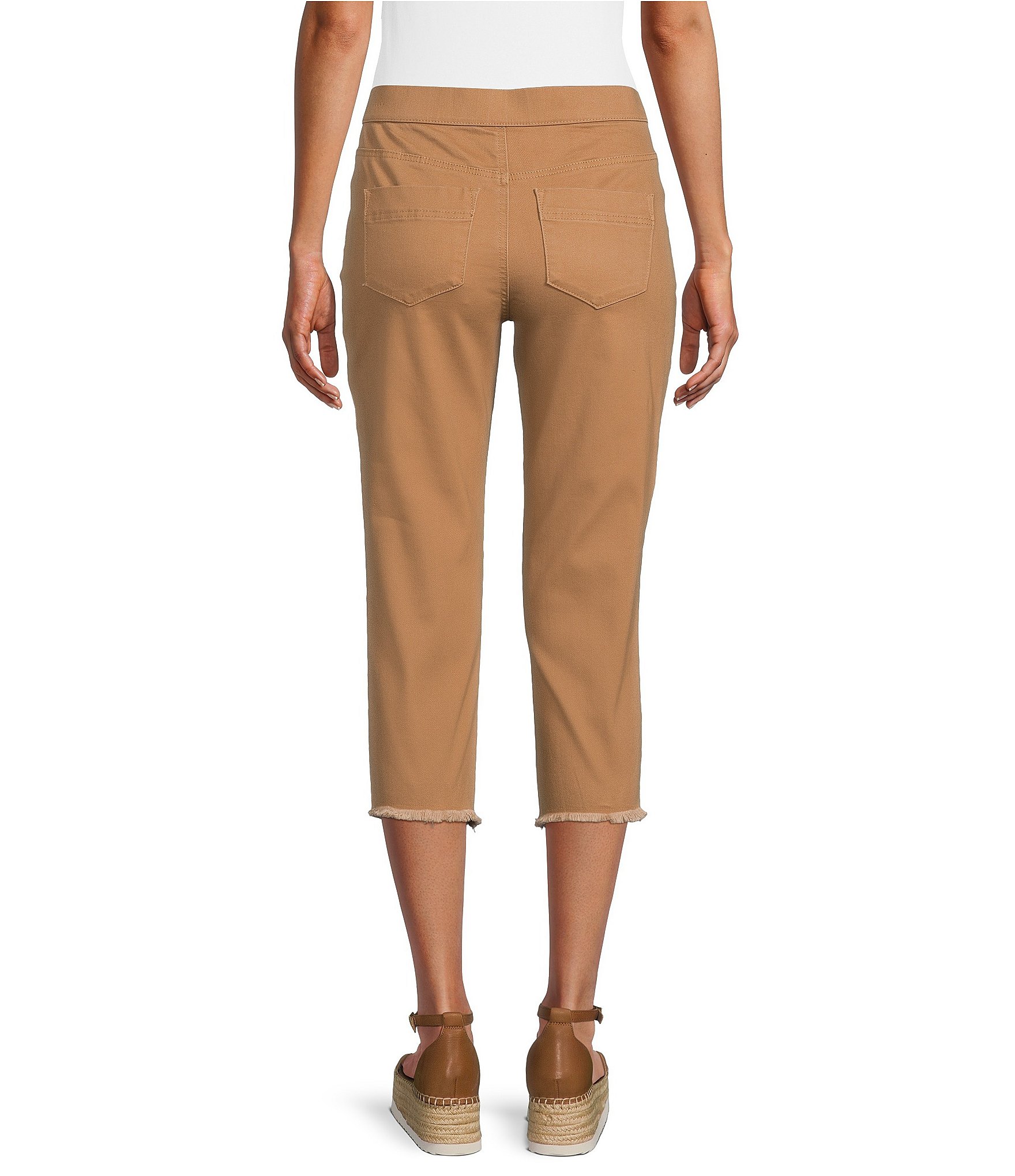Intro Straight Slim Leg Frayed Hem Capri Pull-On Pants