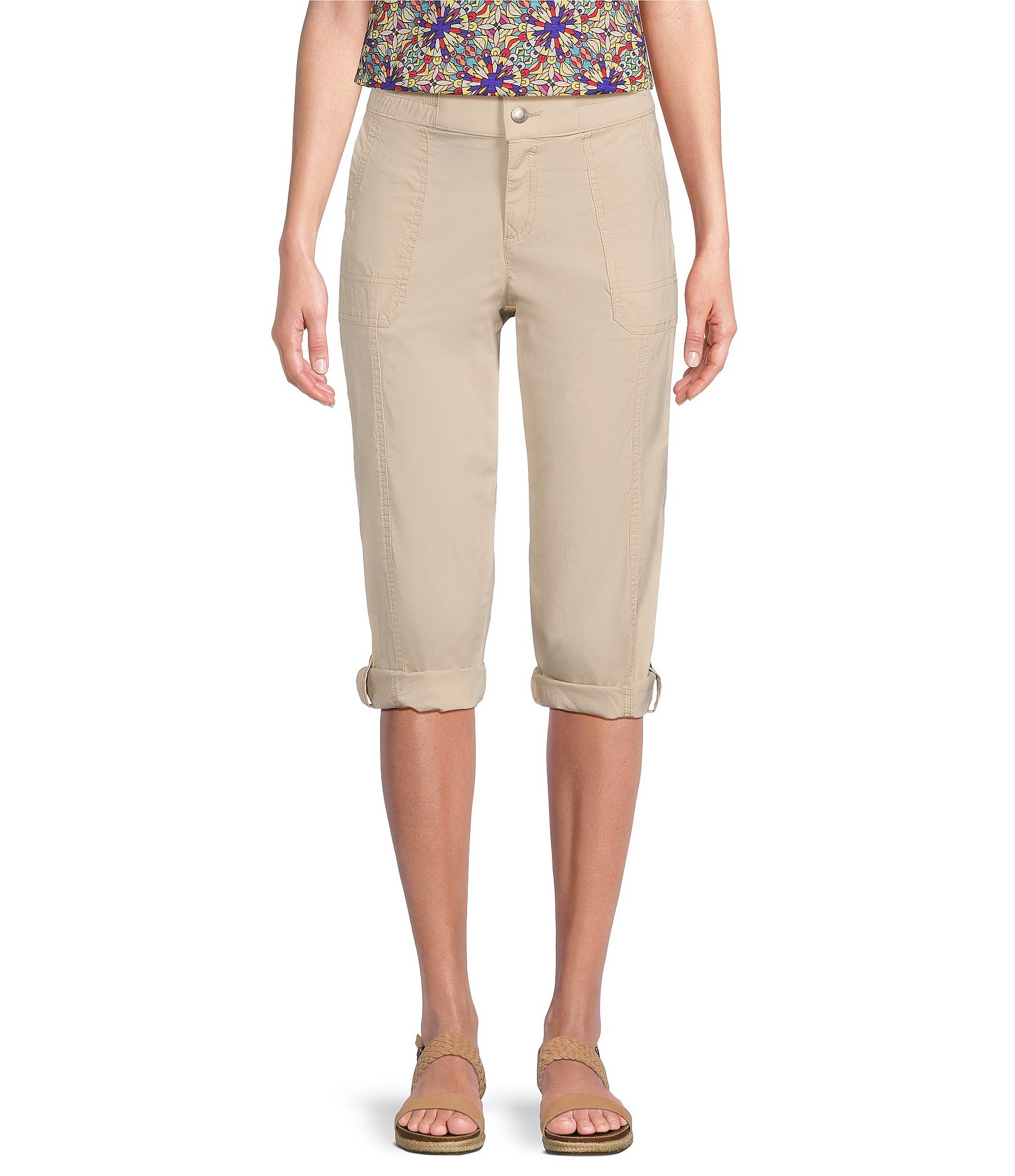 Intro Plus Size Daisy Straight Leg Pull-On Denim Capri Pants | Dillard's