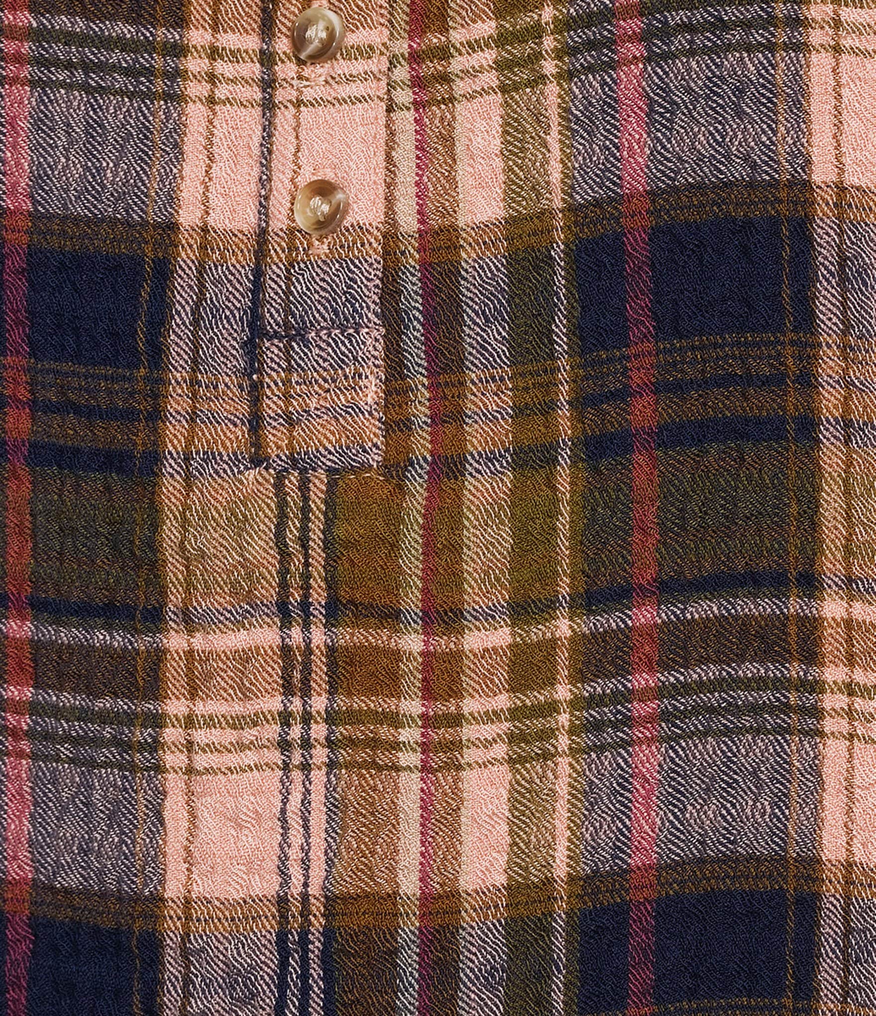Intro Woven Plaid Point Collar Double Puff Elbow Length Sleeve Front Button Placket Shirt