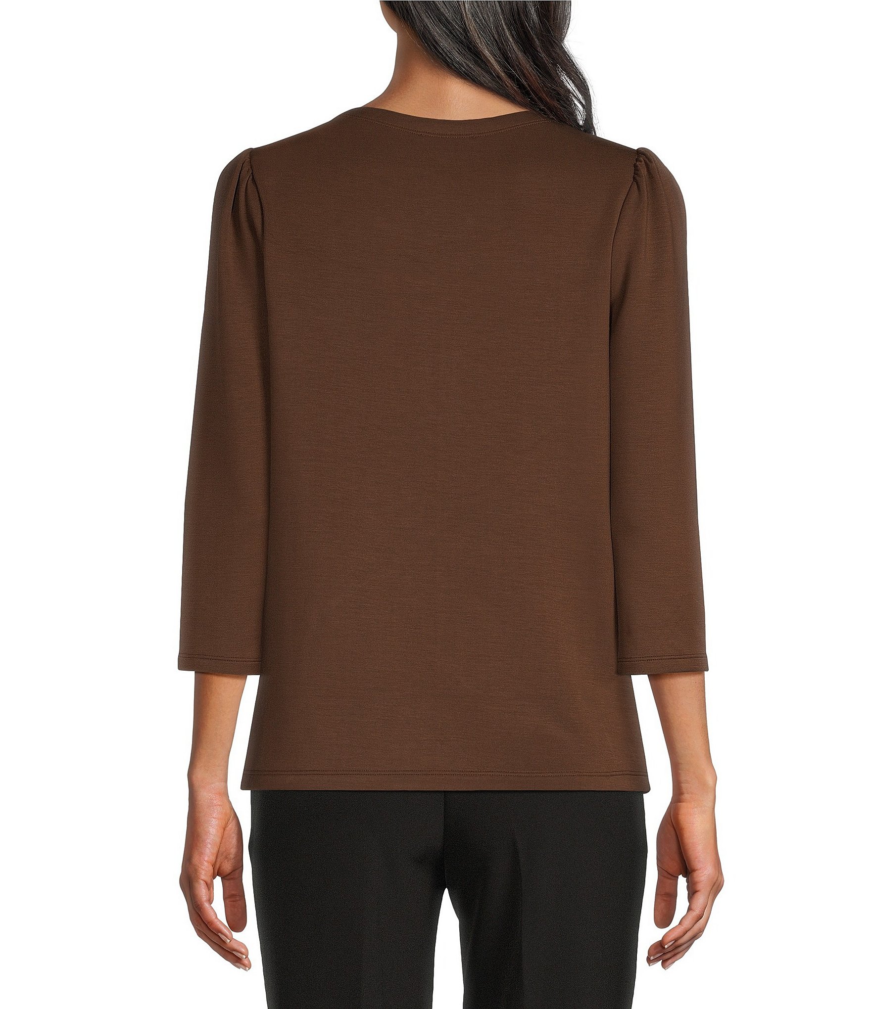 Investments 3/4 Sleeve Envelope Neck Knit Top