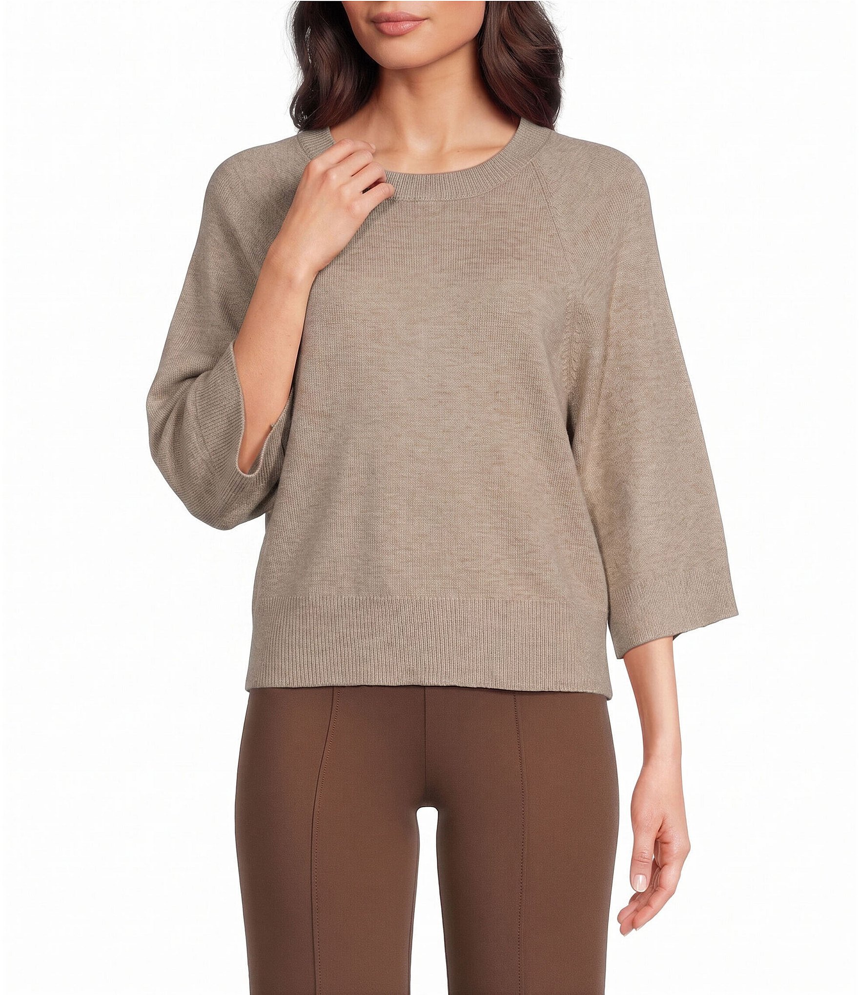 Investments Crew Neck 3/4 Dolman Sleeve Sweater