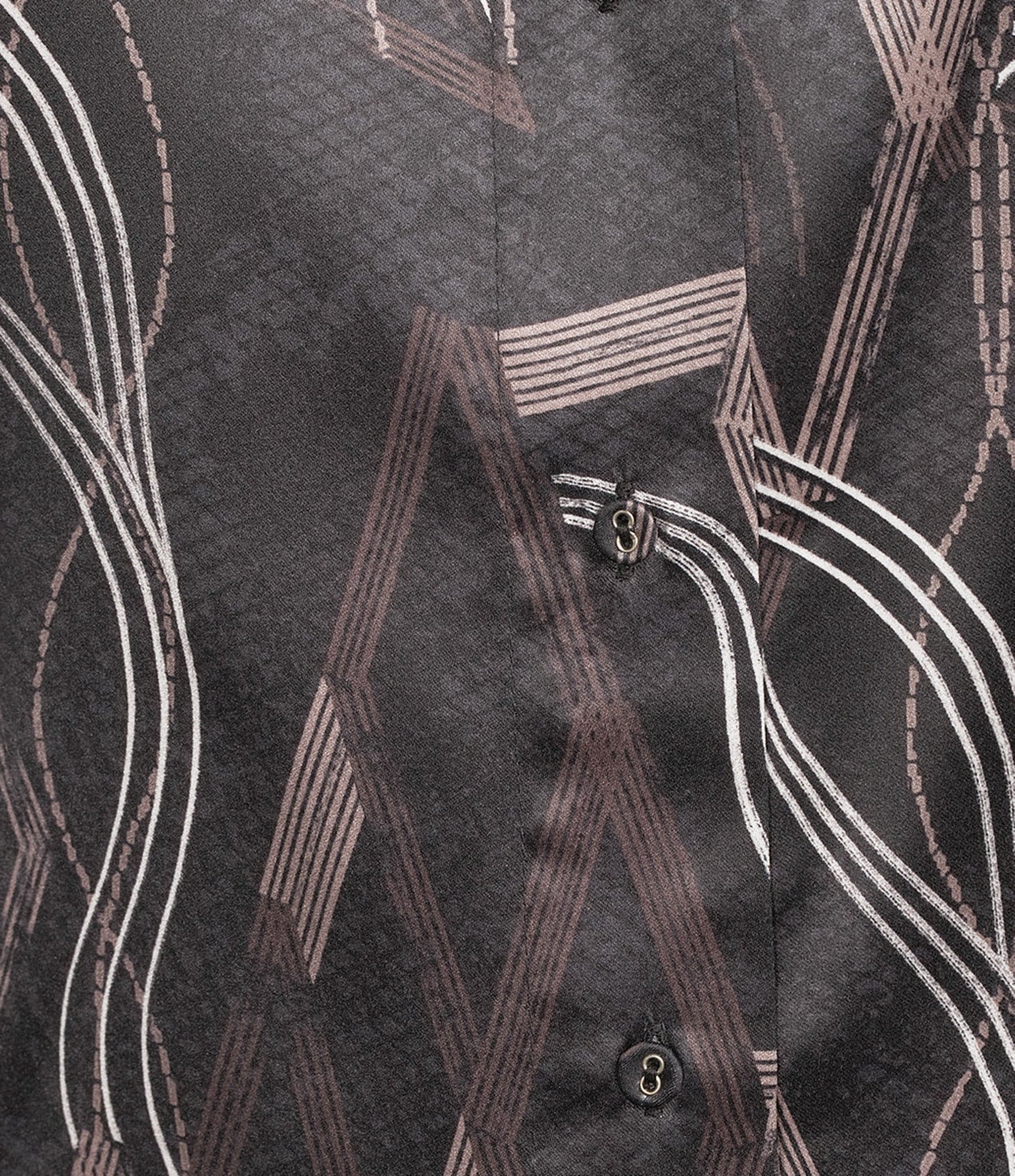 Investments Distressed Diamond Long Sleeve Point Collar Button Front Top