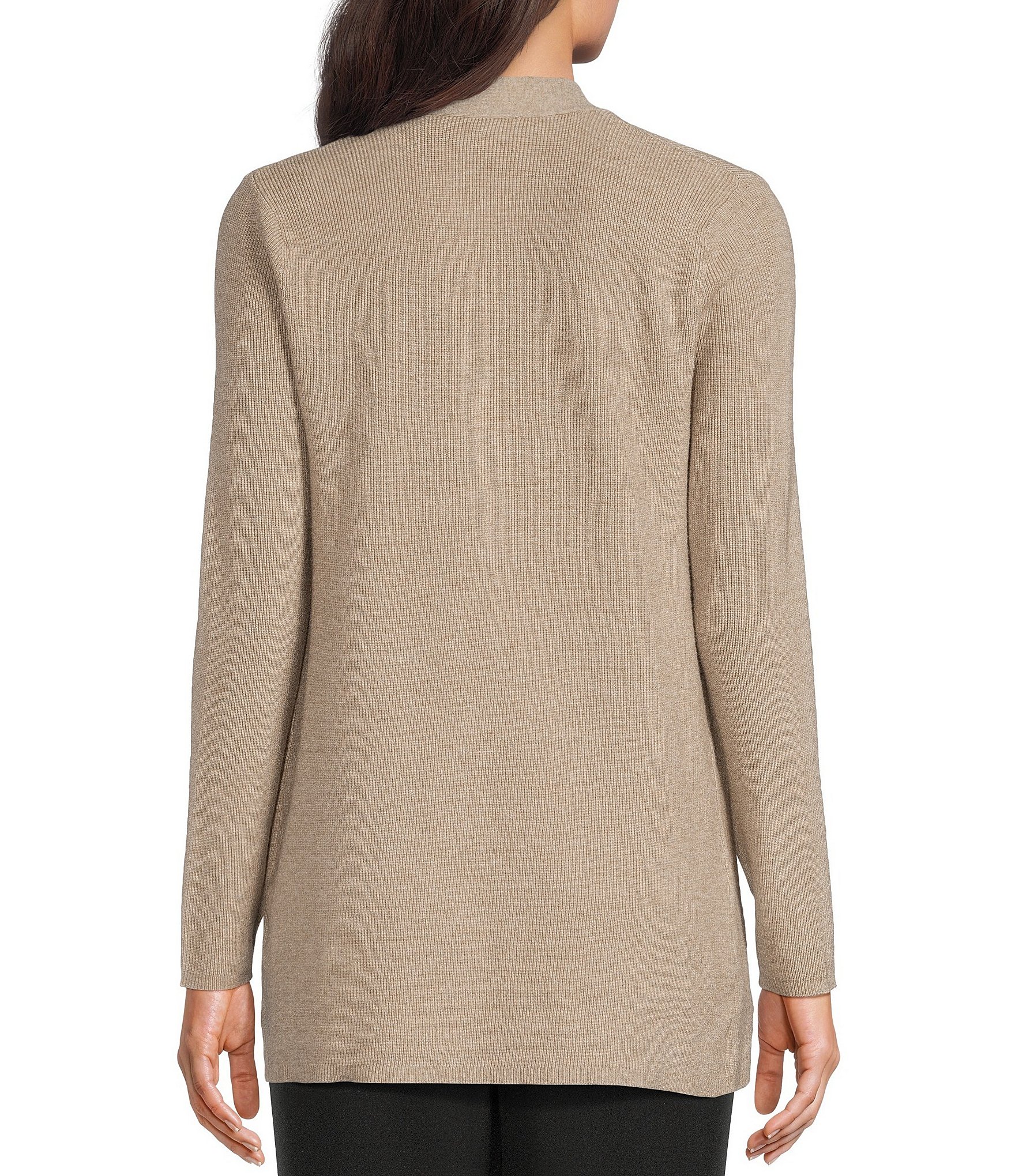 Investments Long Sleeve Open Front Patch Pocket Heather Cardigan