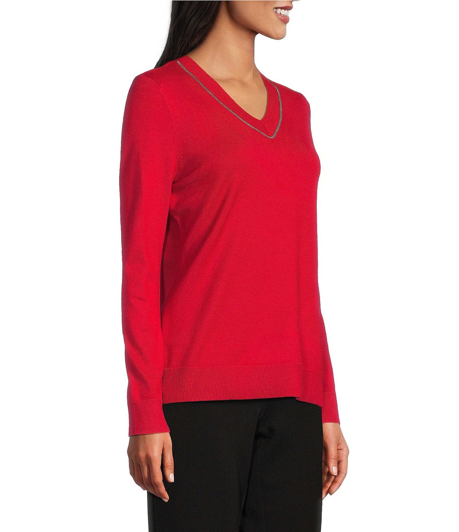 Investments Long Sleeve V-Neck Pullover Top
