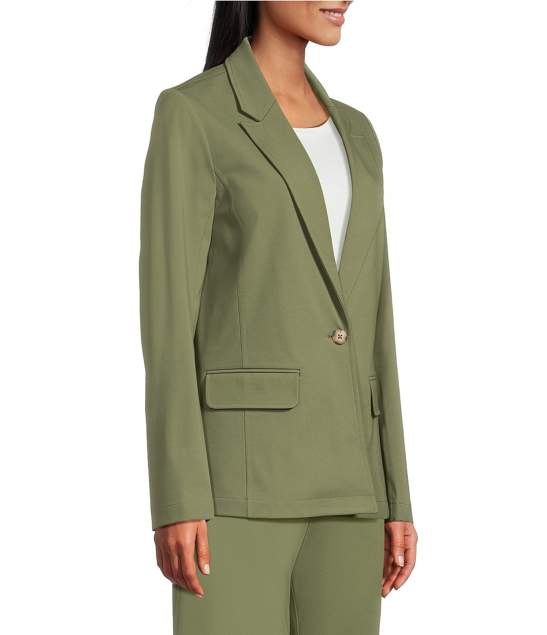 Investments Performance Traveler Long Sleeve One Button Notch Lapel Blazer