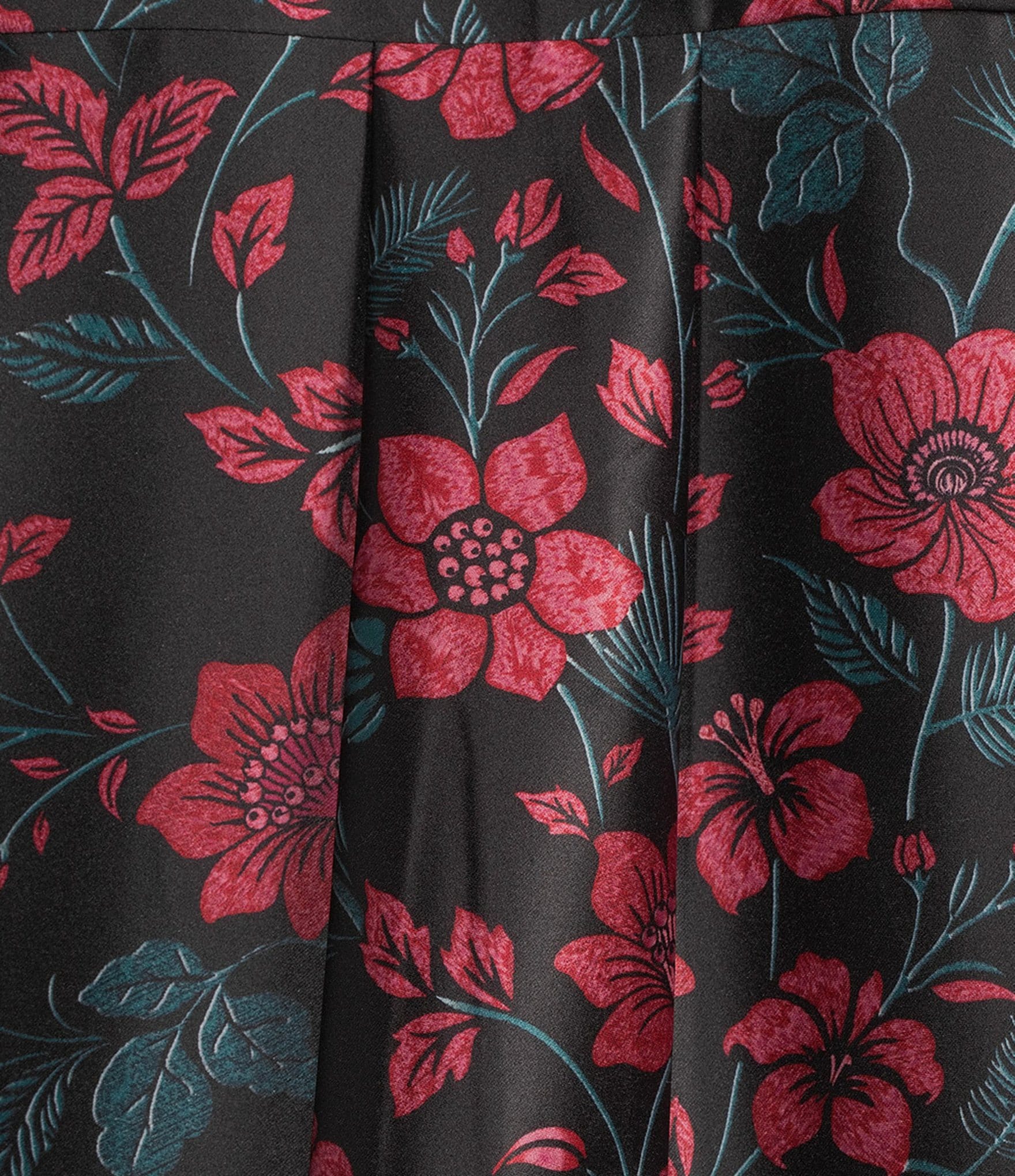 Investments Petite Placed Floral Long Sleeve Point Collar Button Front Top