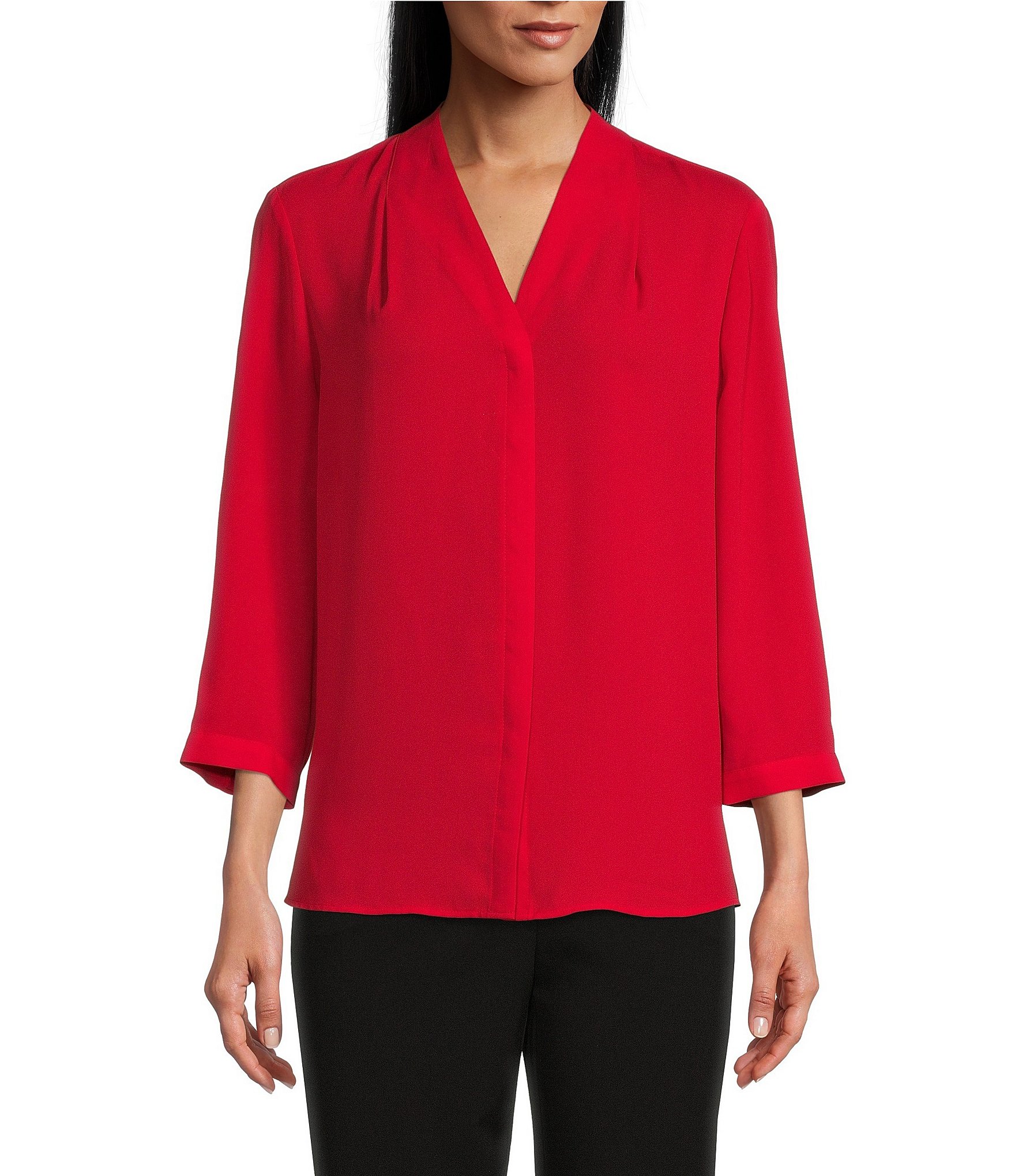 Red Petite Casual & Dressy Tops & Blouses | Dillard's
