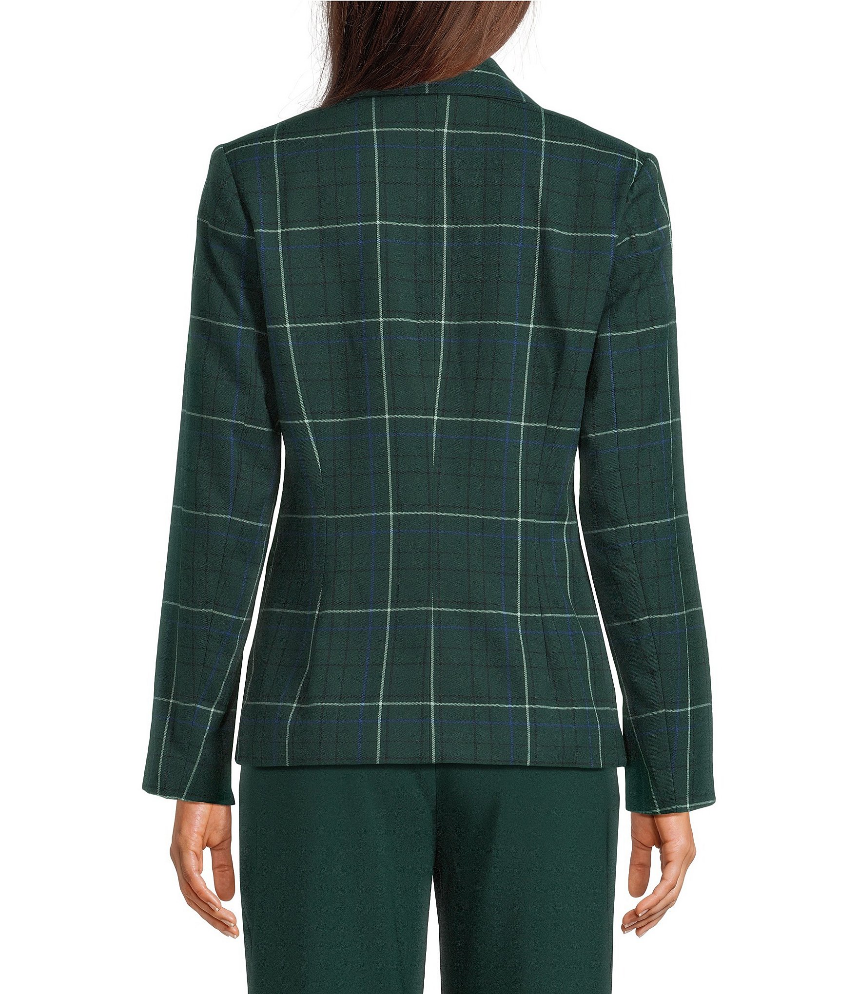 Investments Petite Size Pine Grove Plaid Long Sleeve Button Front Blazer
