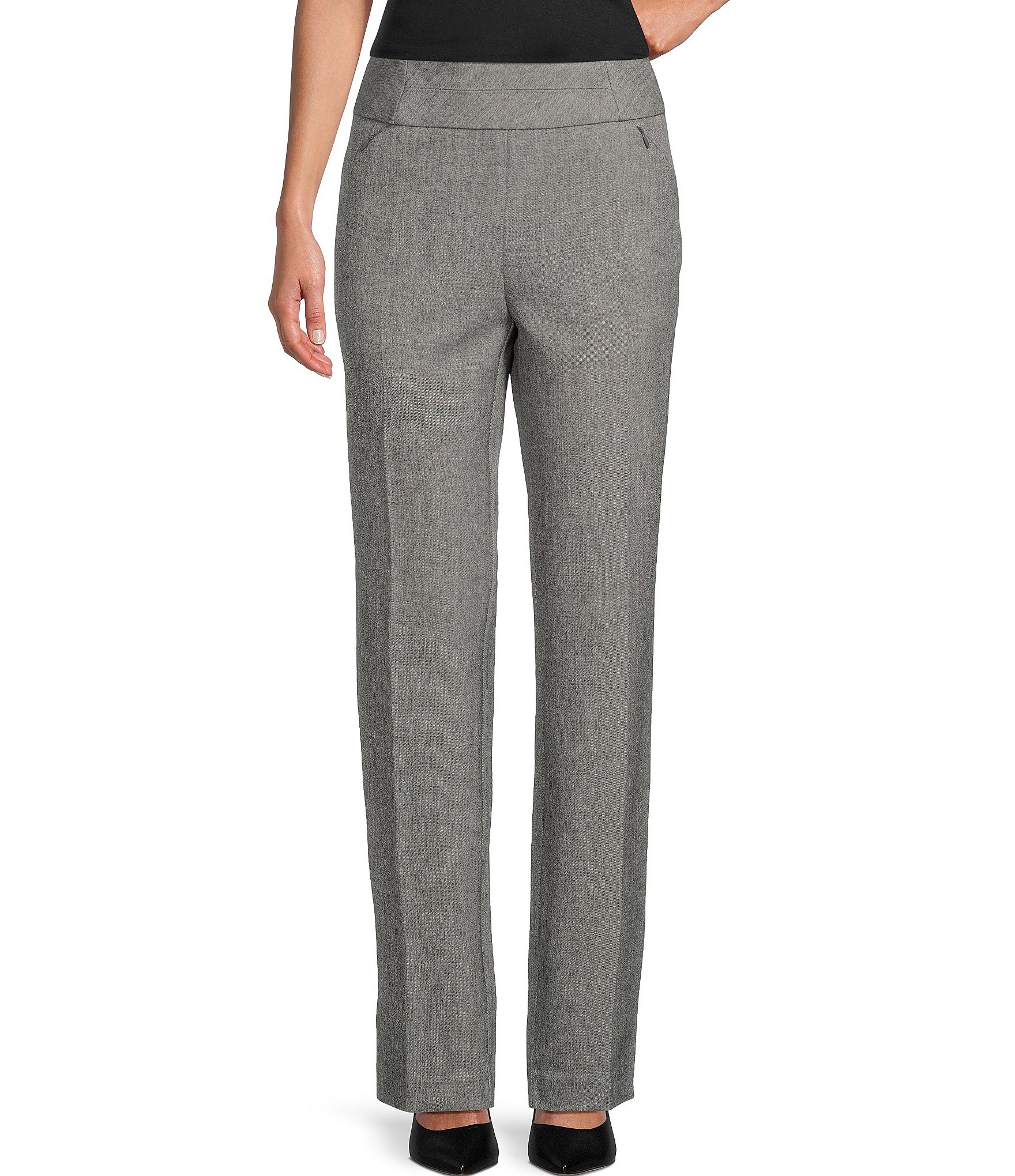 Buy the NWT Womens Gray Flat Front Mid Rise Straight Leg Dress Pants Size 8  Tall