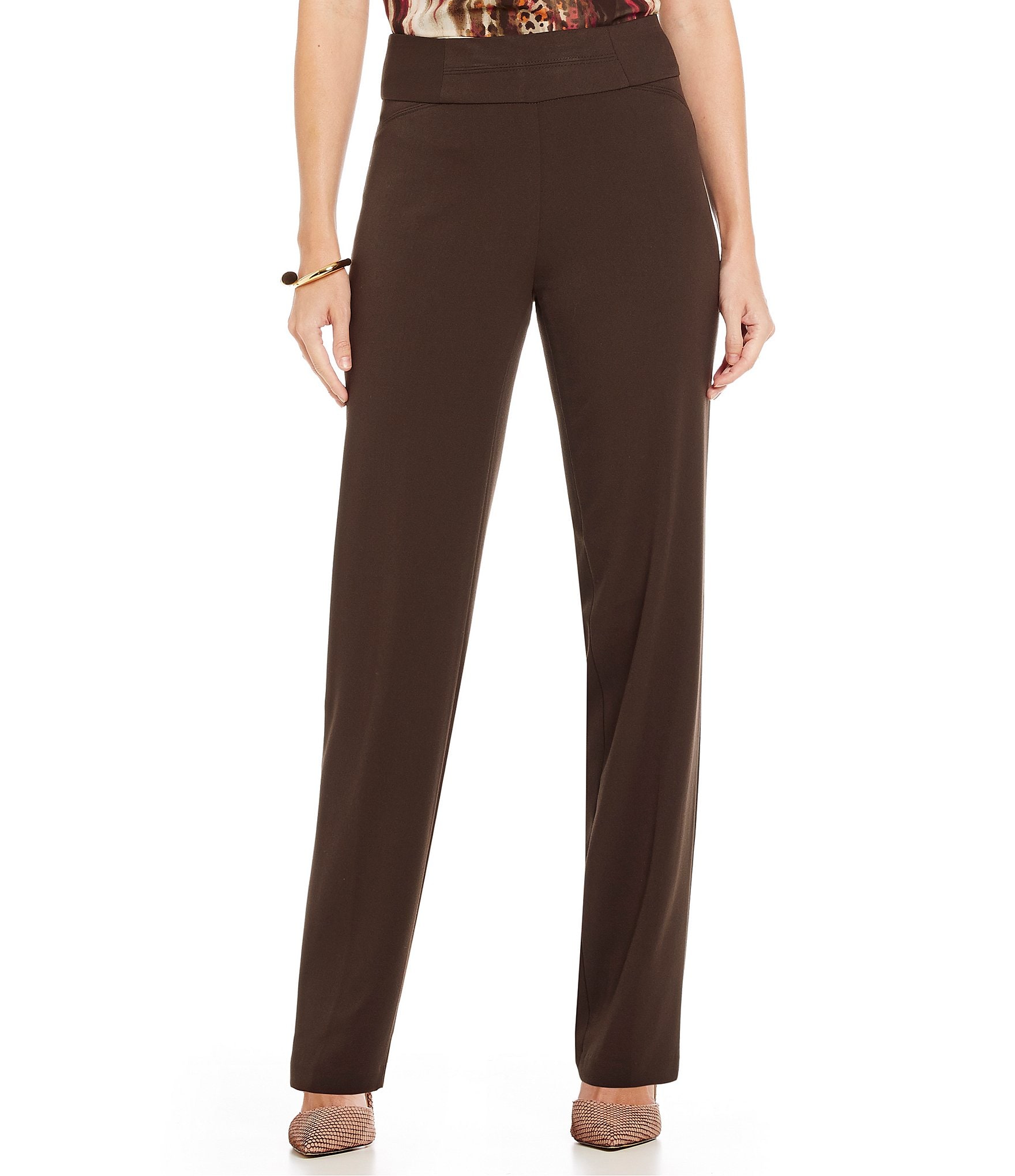 Investments Petites the PARK AVE fit Pull-On Straight Leg Pant | Dillards