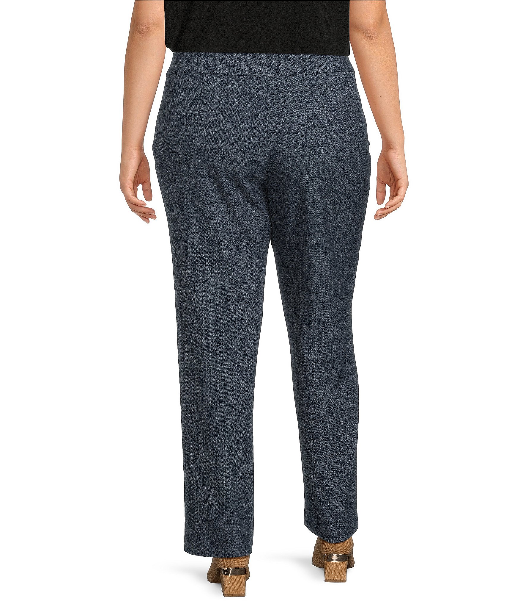 Investments Plus Side the PARK AVE fit Stretch Front Pocketed Tummy Control Straight Leg Pants