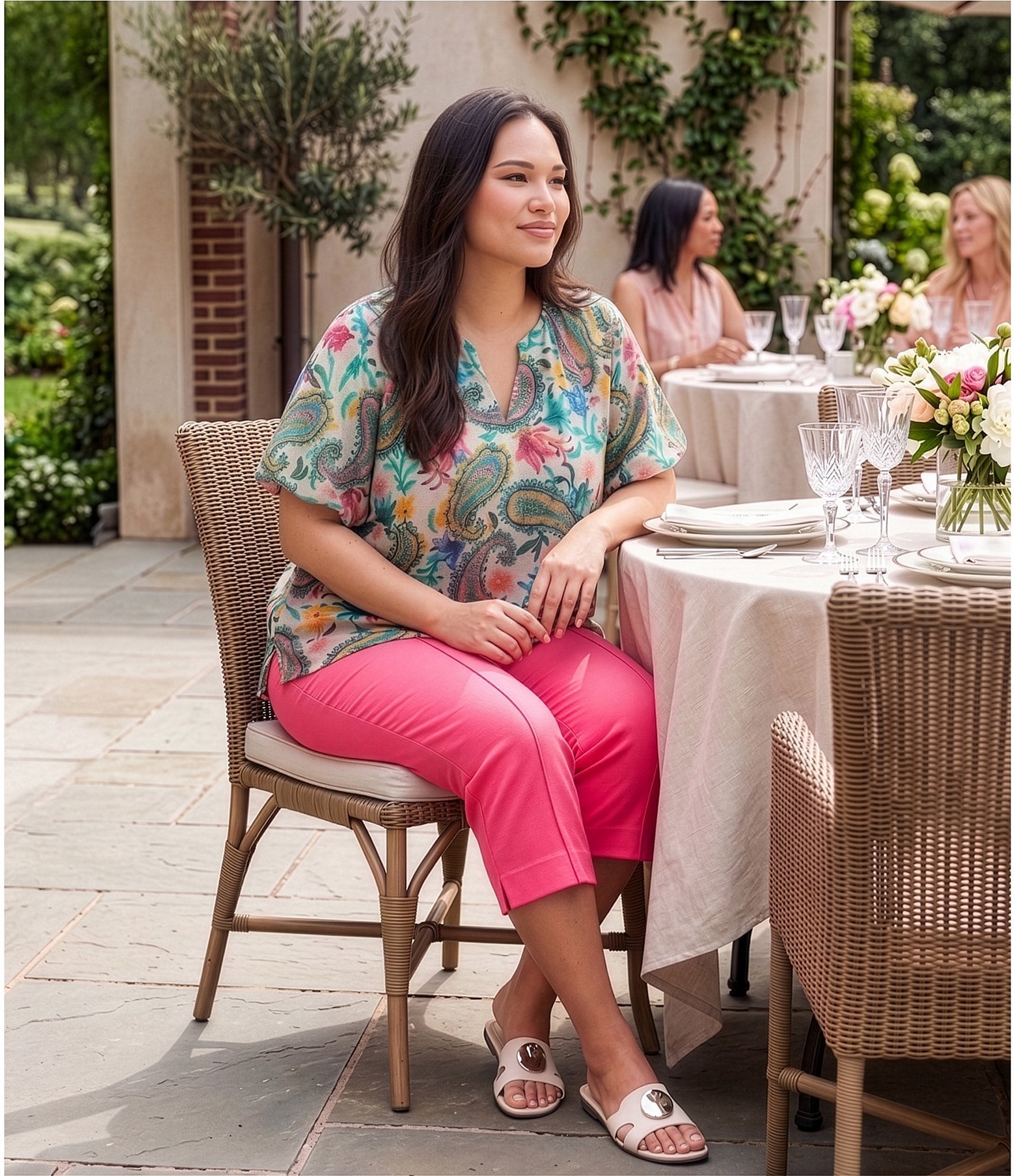 Investments Plus Size Pull-On Pintuck Capri Pants