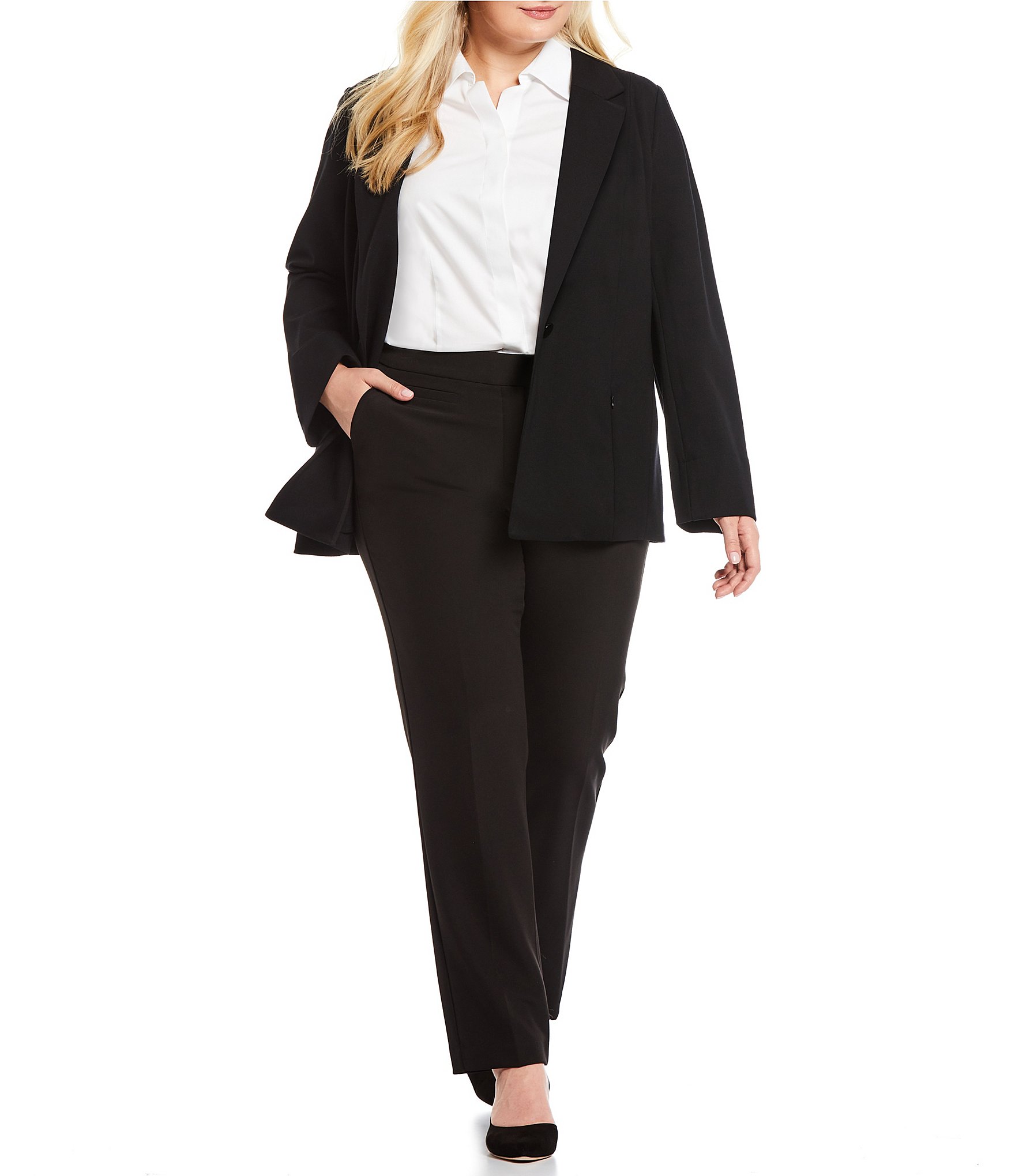 Plus Size Women's 3 Piece Ponte Pant Set by Jessica London in Black (Size 14/16)  in 2023
