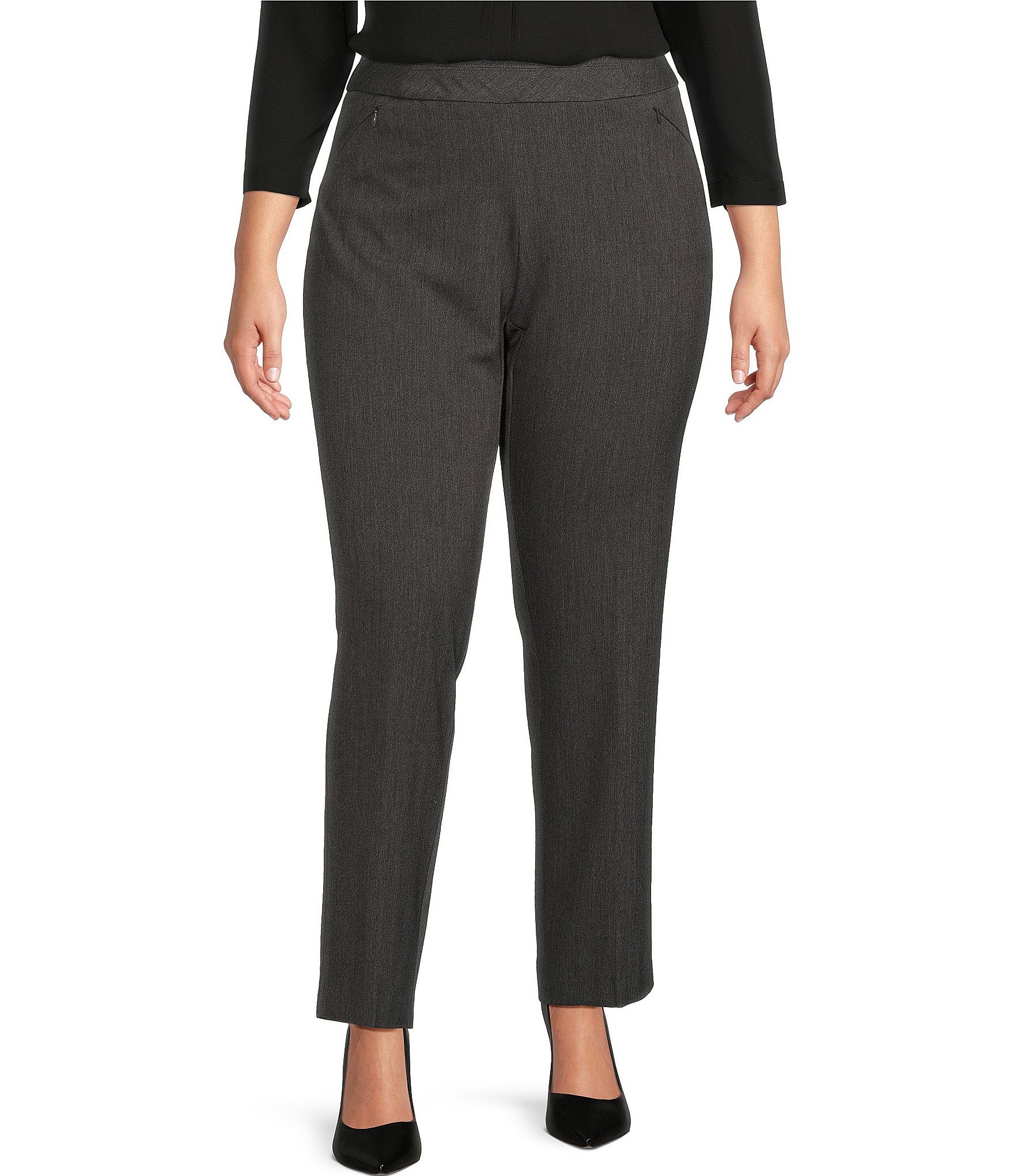 Investments Plus Size the PARK AVE fit Charcoal Heather Straight Leg ...