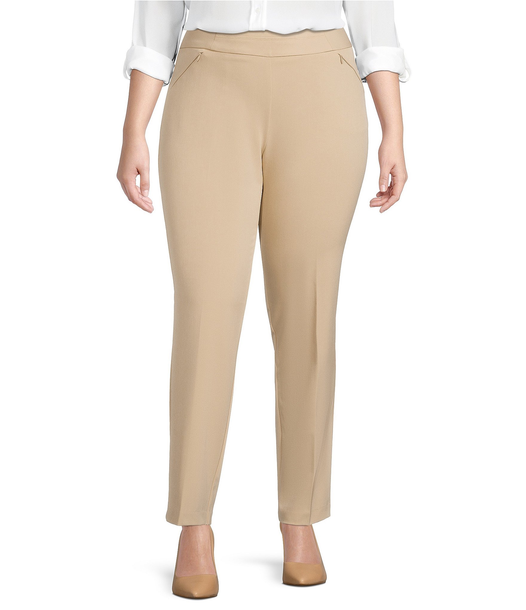 Investments Plus Size the PARK AVE fit Pull-On Straight Leg Pants |  Dillard's