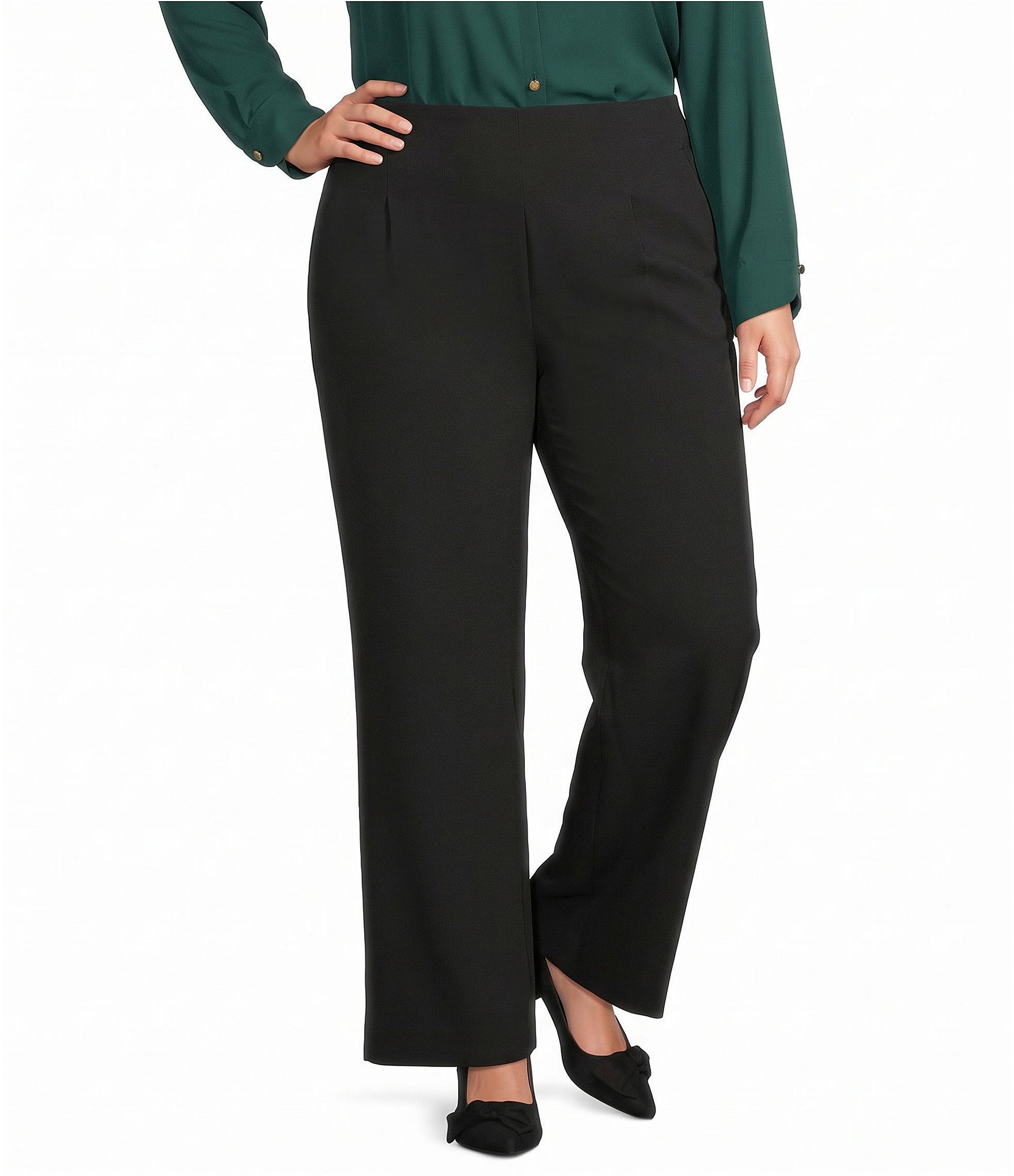 Investments Plus Size Wide Leg Pull-On Stretch Pants