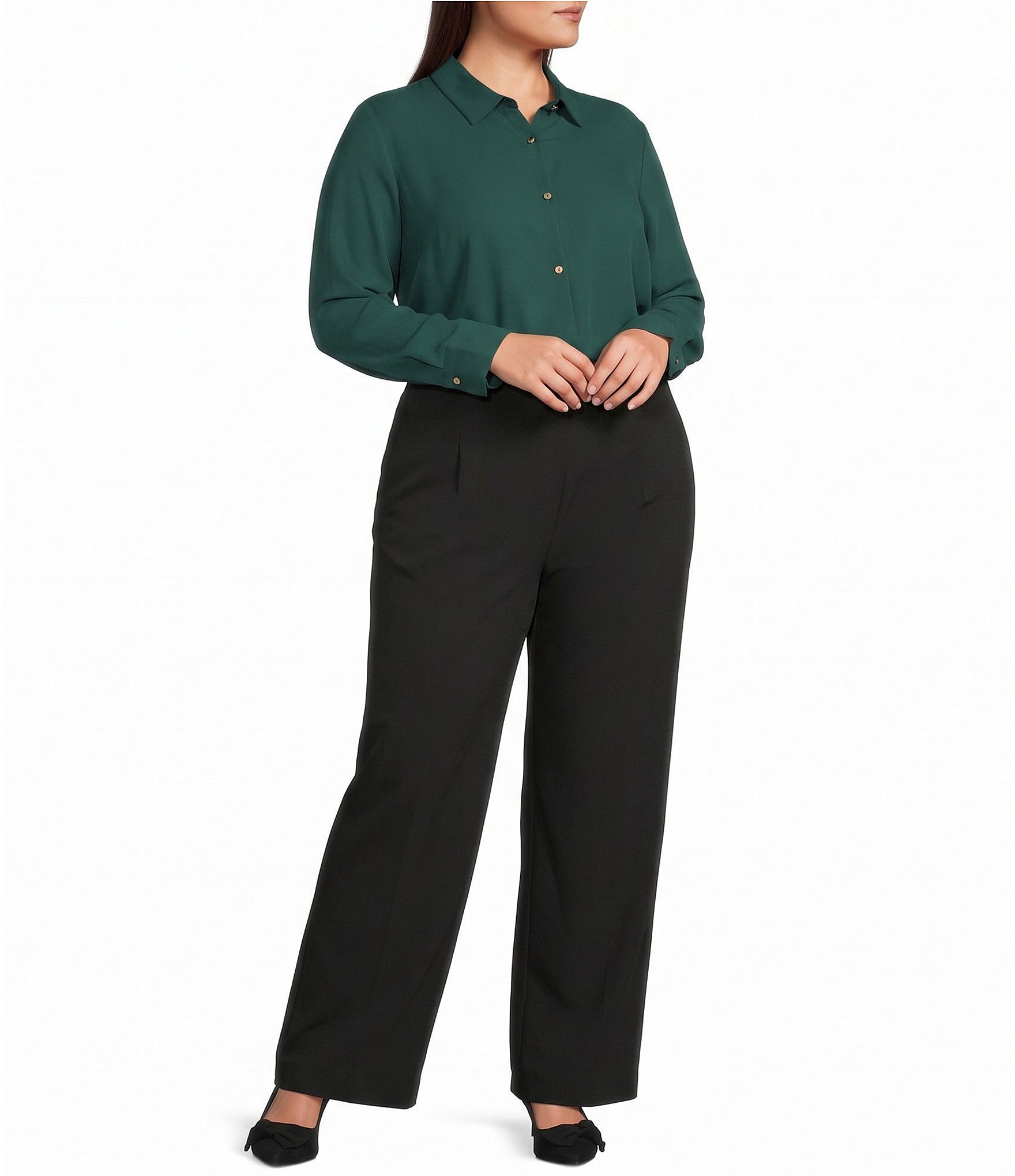 Investments Plus Size Wide Leg Pull-On Stretch Pants