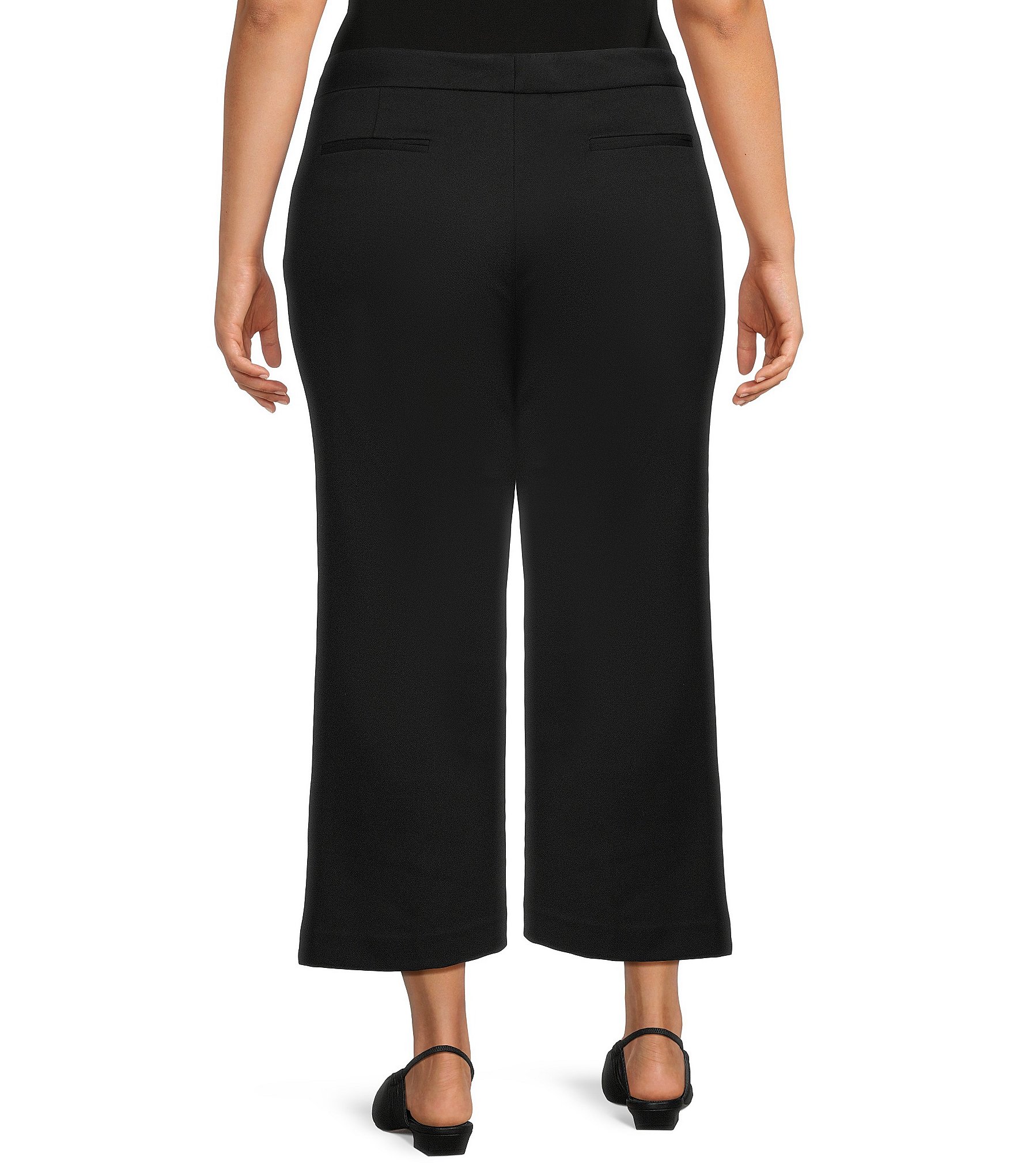 Investments Plus Size Wide Leg Pull-On Twill Crop Pants