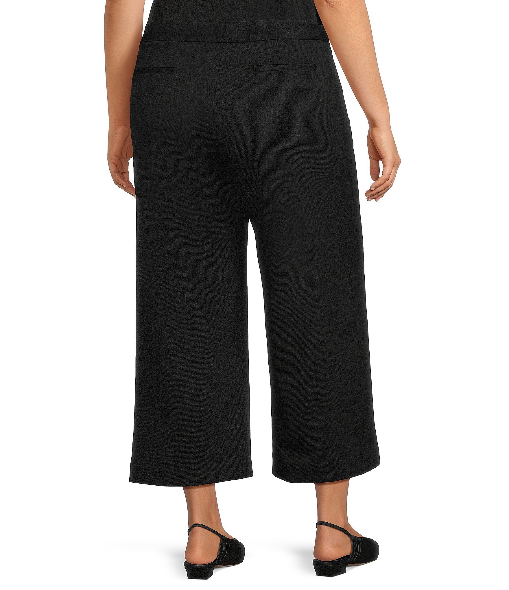 Investments Plus Size Wide Leg Pull-On Twill Crop Pants