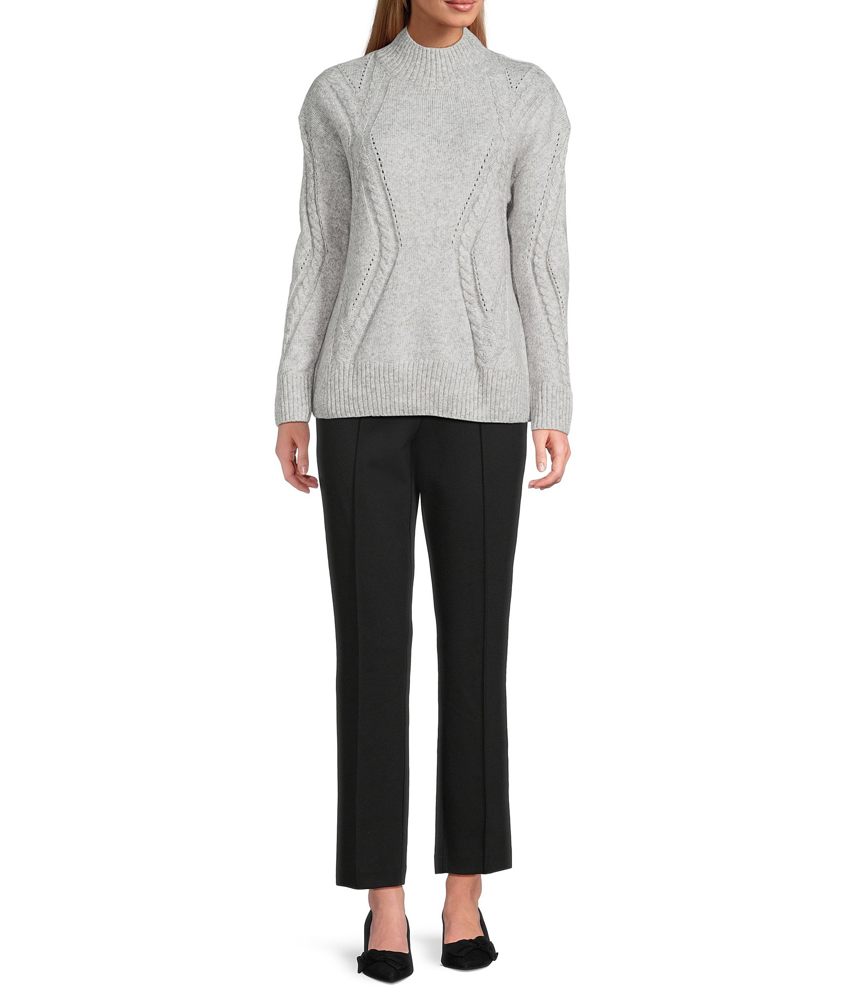 Investments Solid Long Sleeve Mock Neck Pullover Sweater