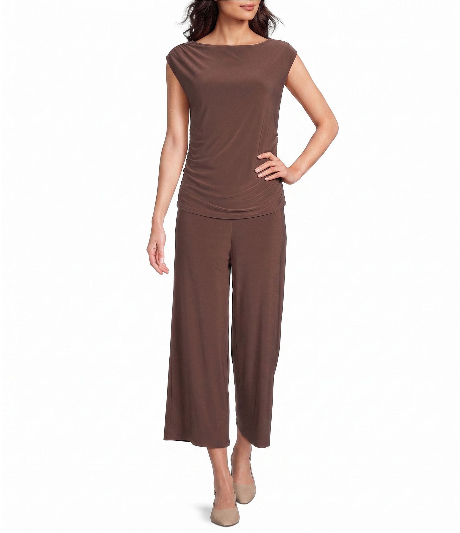Investments Soft Separates Elastic Waist Wide Leg Pull-On Crop Pants
