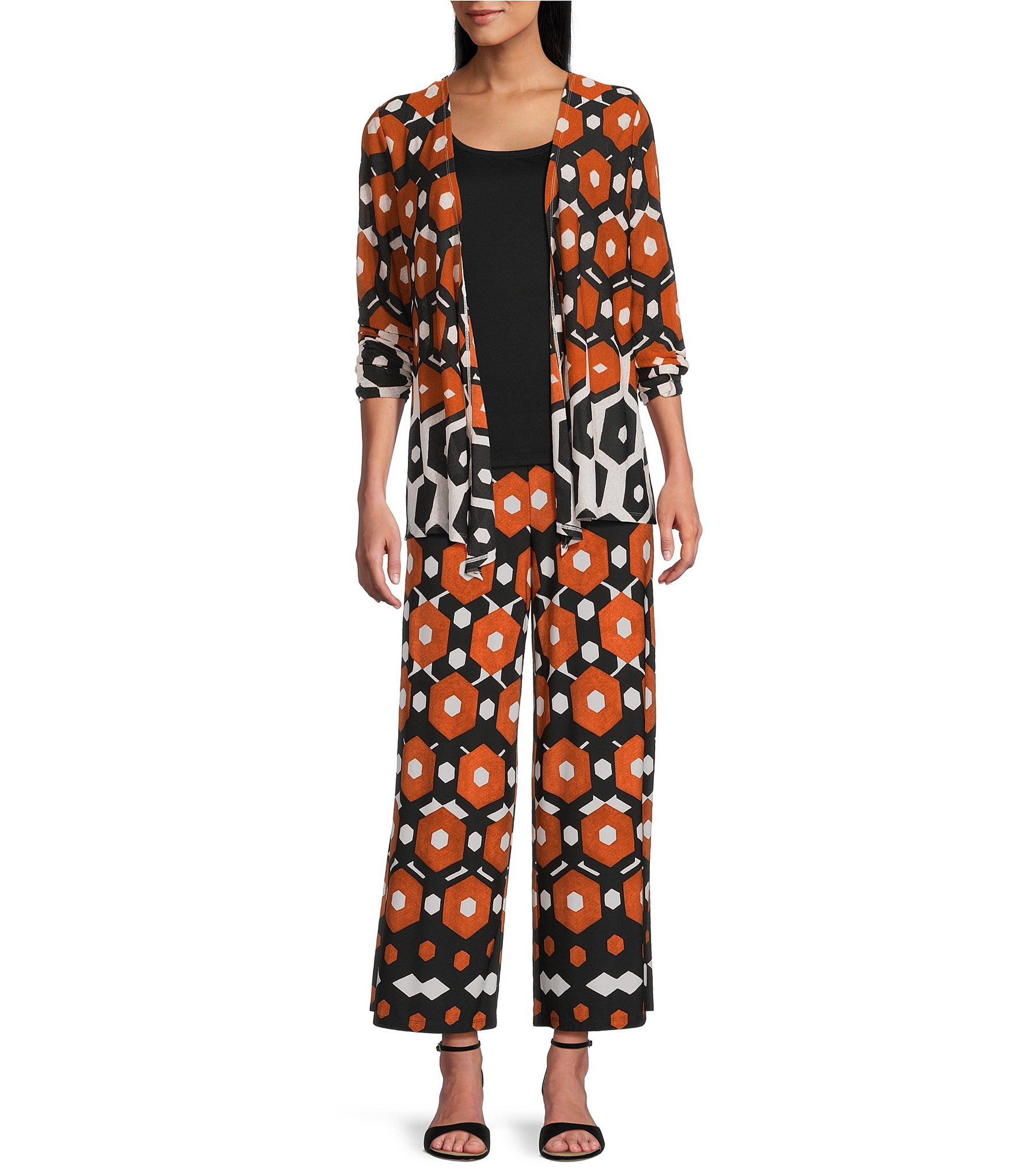 Investments Soft Separates Light Honeycomb Border Long Sleeve Coordinating Topper