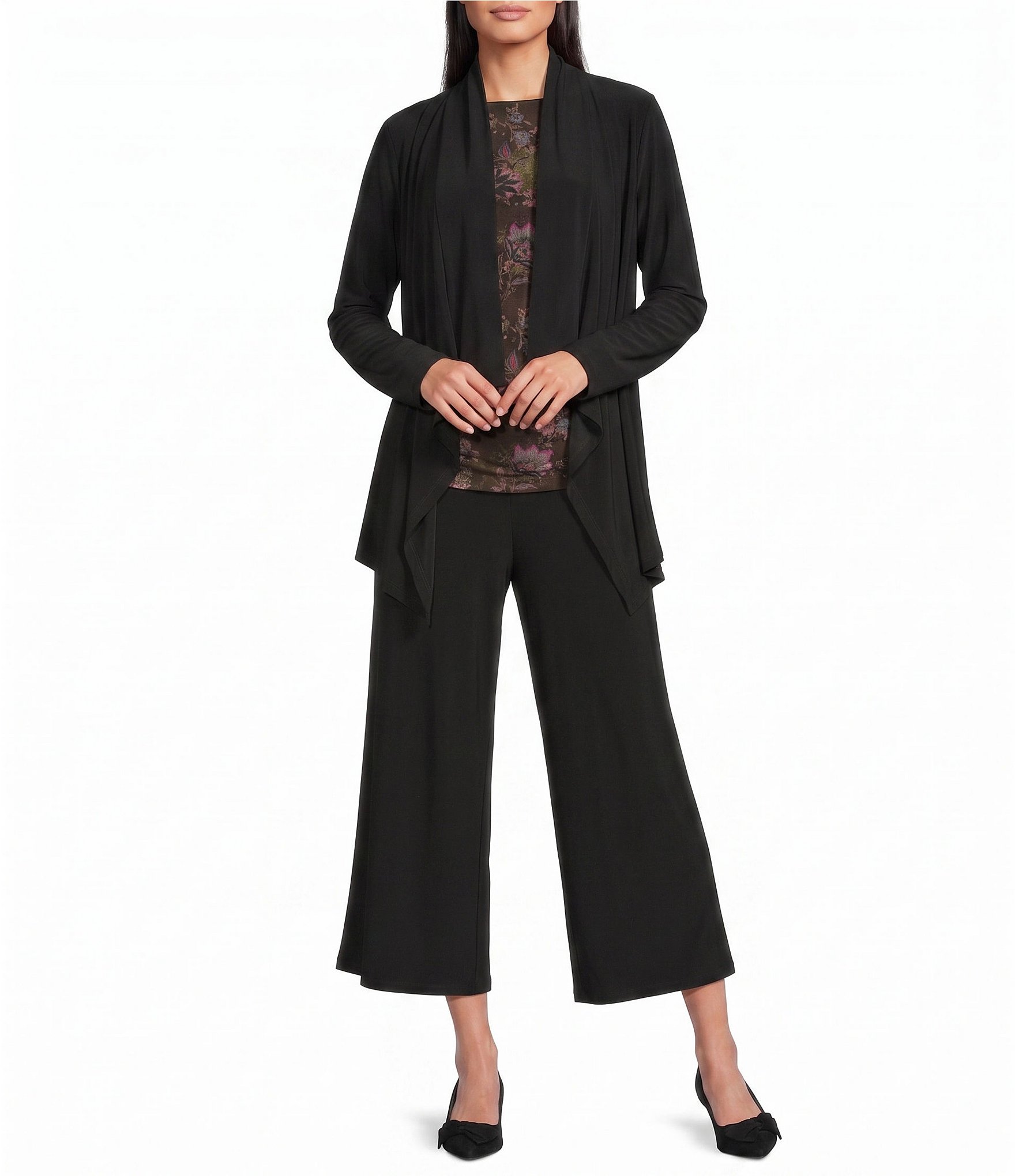 Investments Soft Separates Multi Canvas Flourish Boat Neck Ruched Cap Sleeve Top