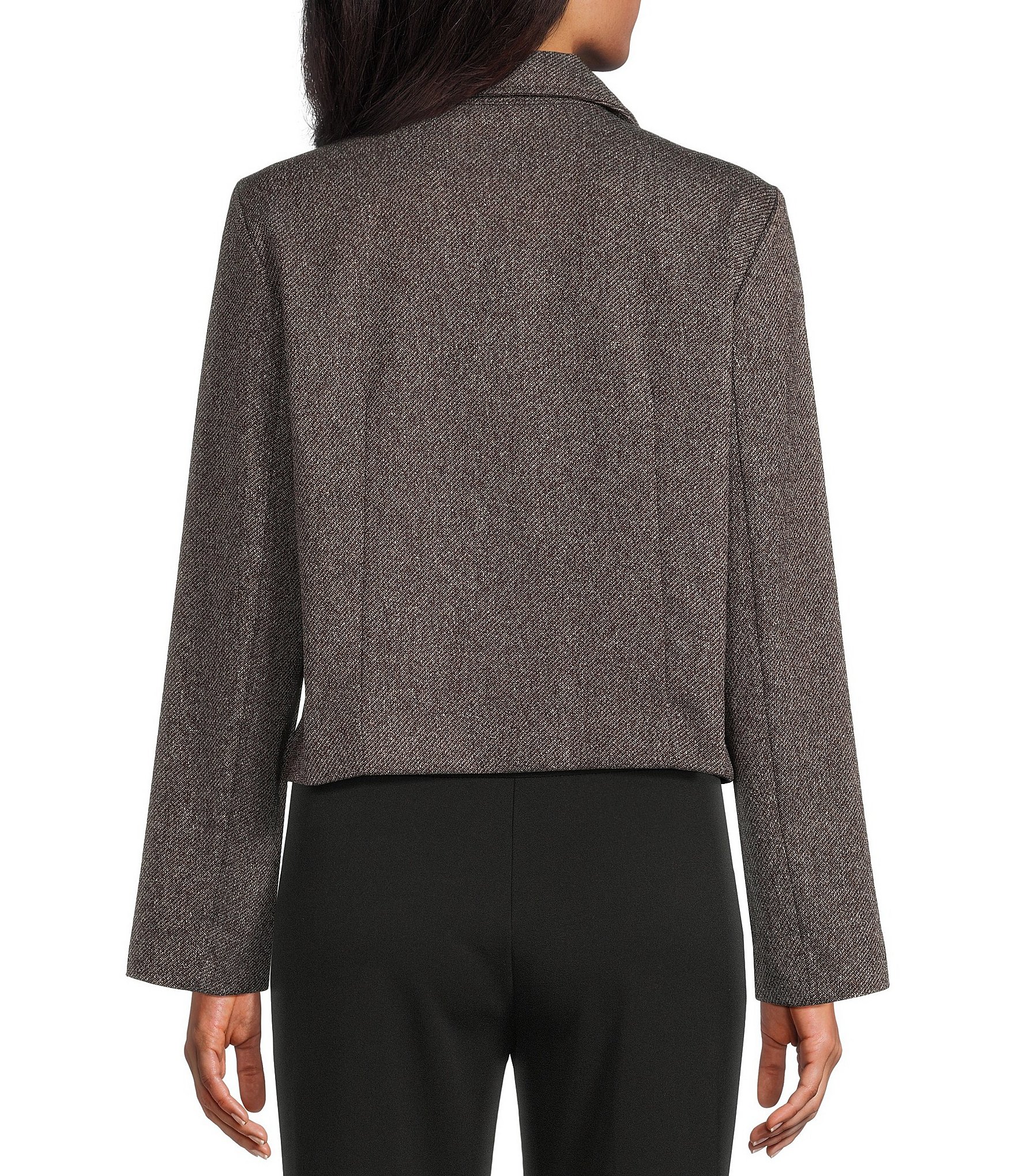 Investments Textured Long Sleeve Notch Lapel Button Front Blazer