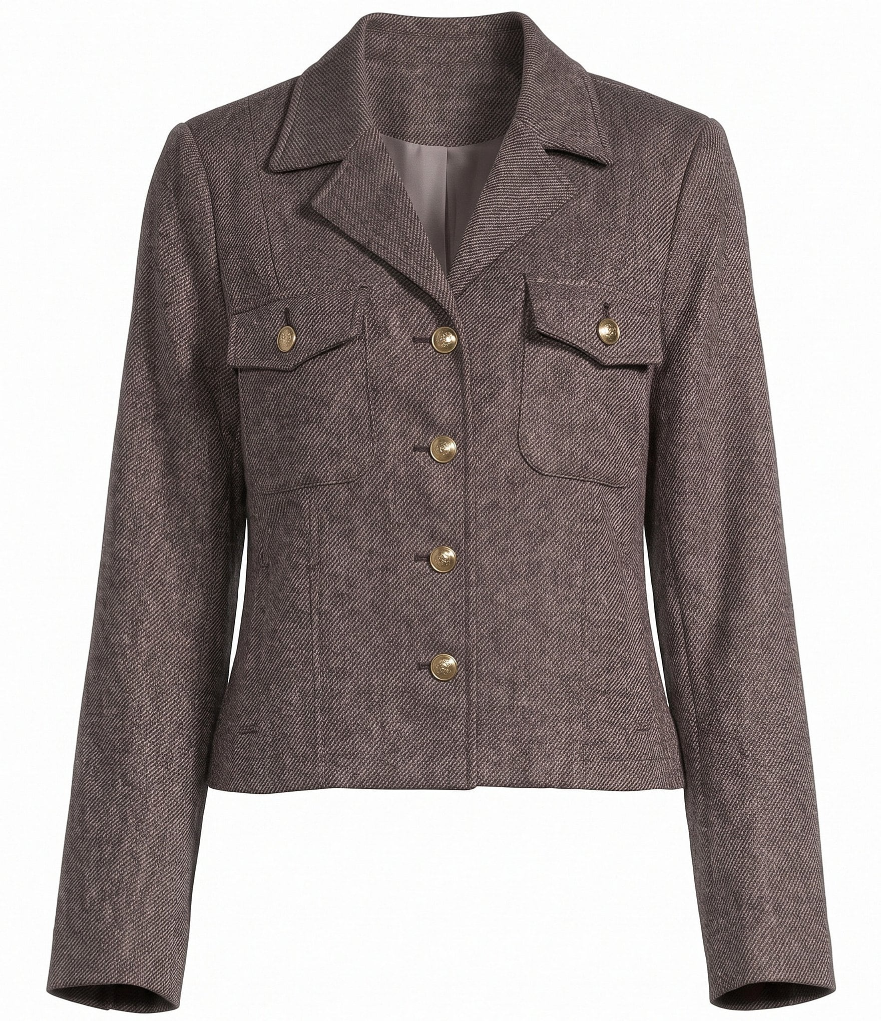 Investments Textured Long Sleeve Notch Lapel Button Front Jacket