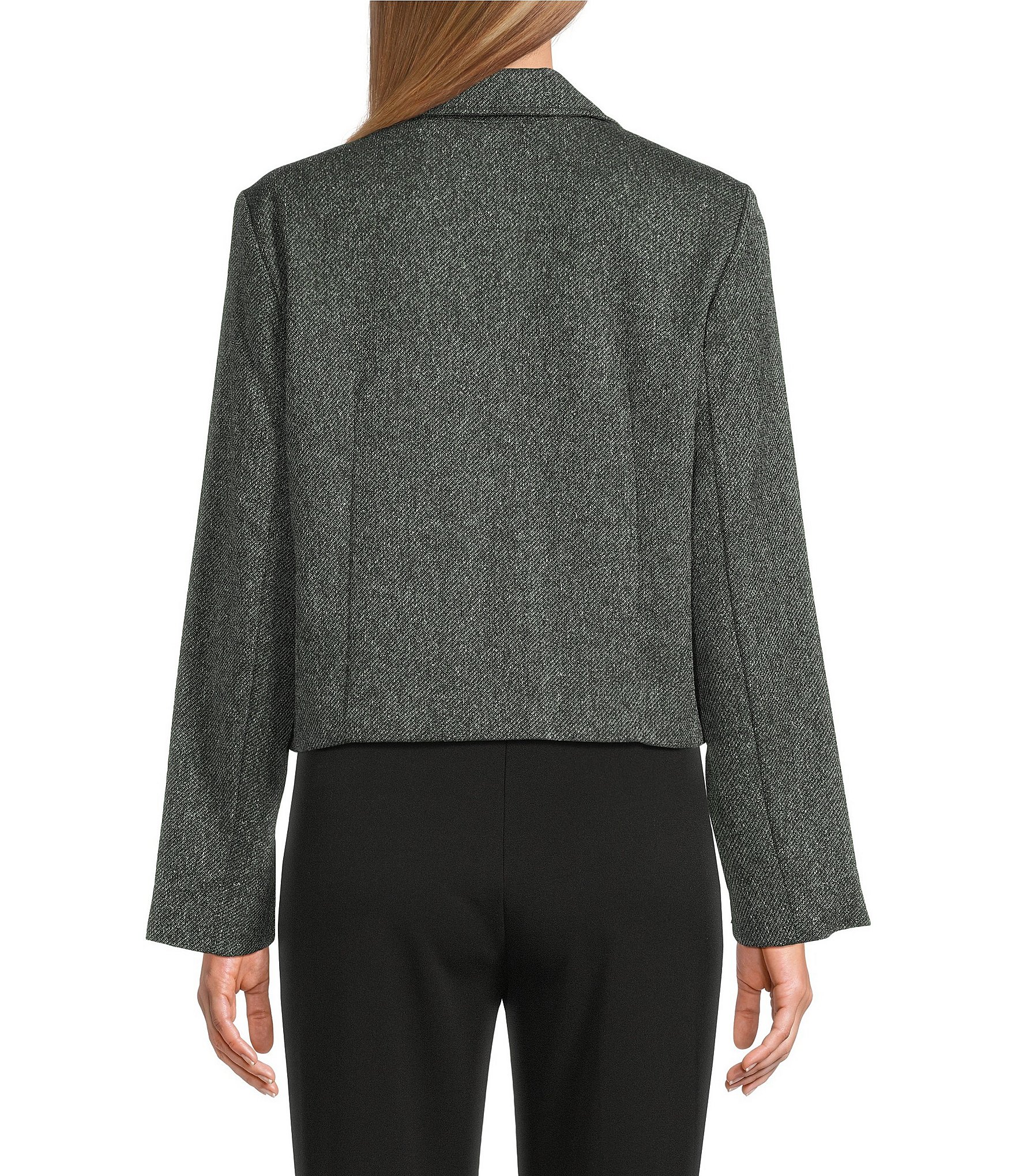 Investments Textured Long Sleeve Notch Lapel Button Front Blazer