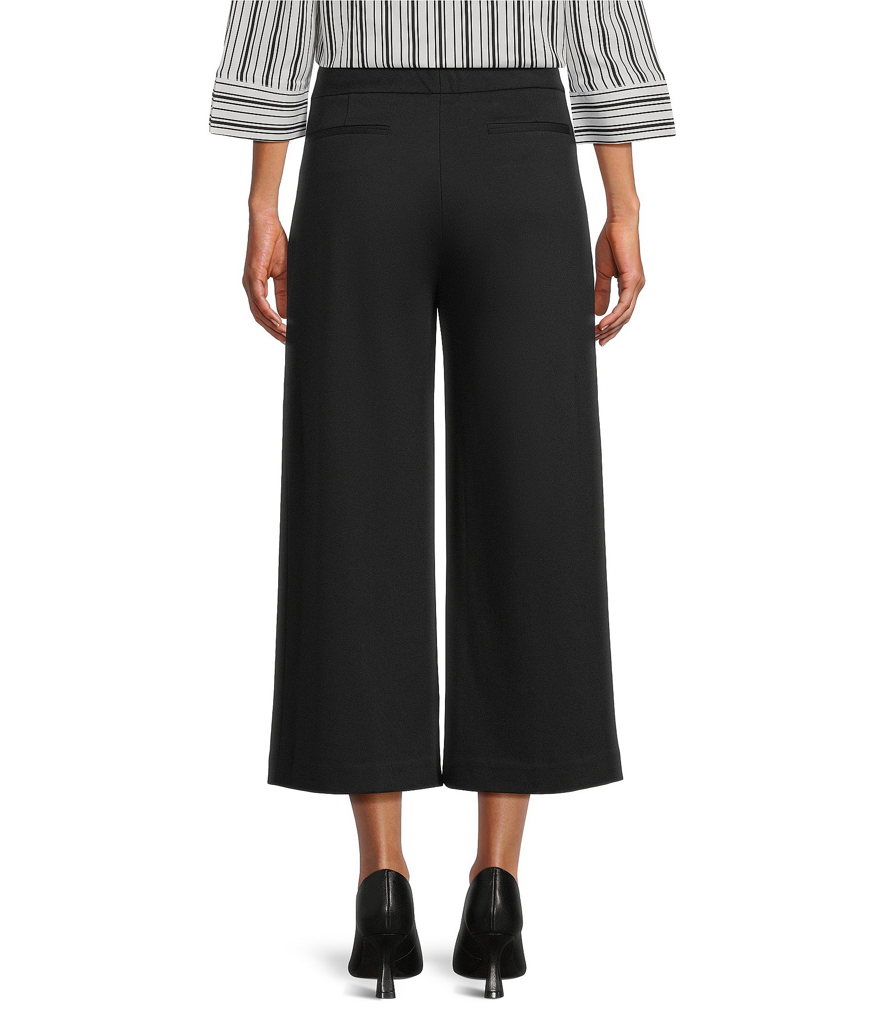 Investments Wide Leg Pull On Twill Crop Pants