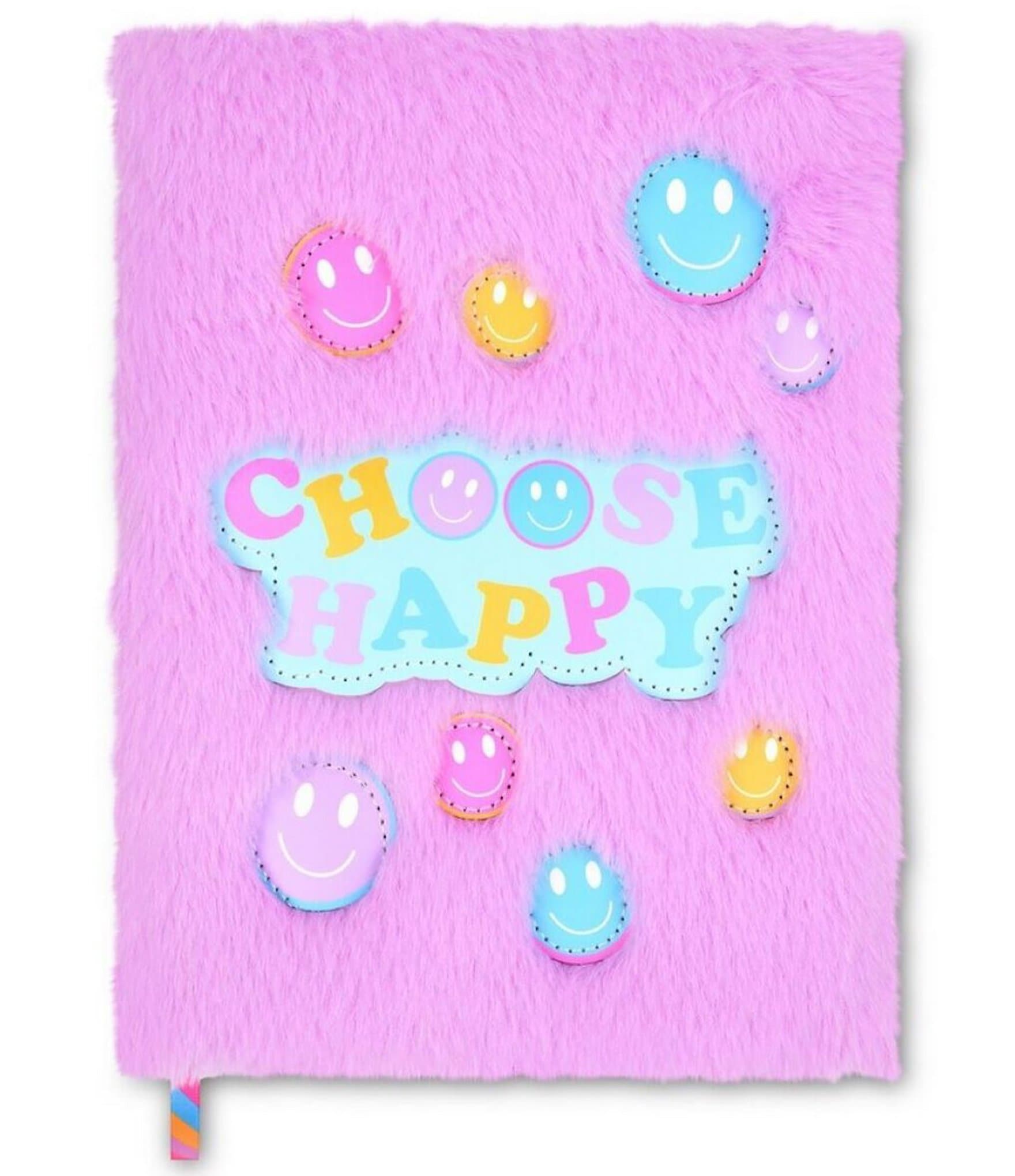 Iscream Choose Happy Faux-Fur Chenille Journal