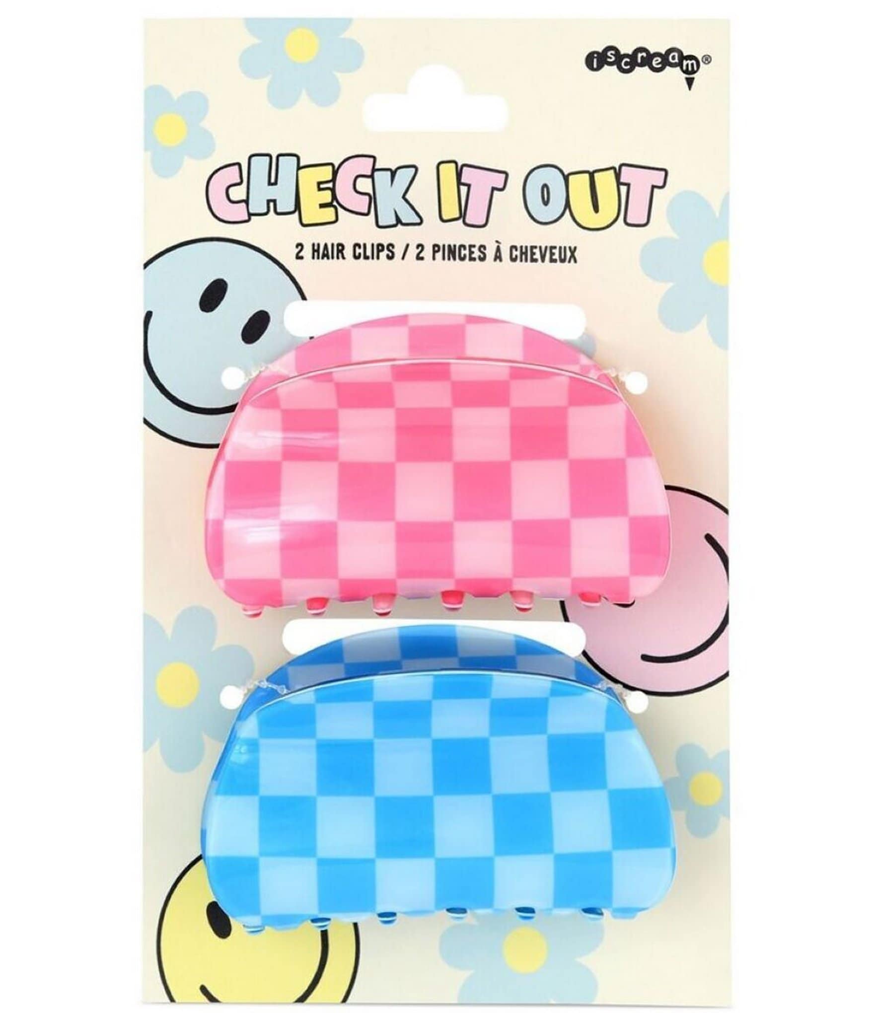 Iscream Girls Check It Out Plastic Hair Clips 2-Pack