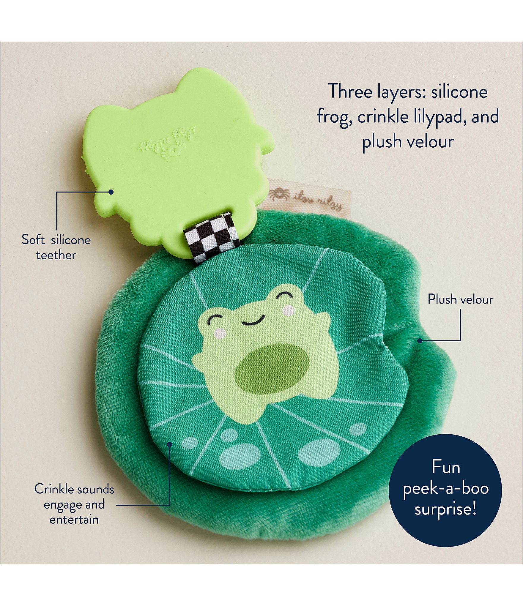 Itzy Ritzy Sweetie Crinkle™ Frog Sensory Teether