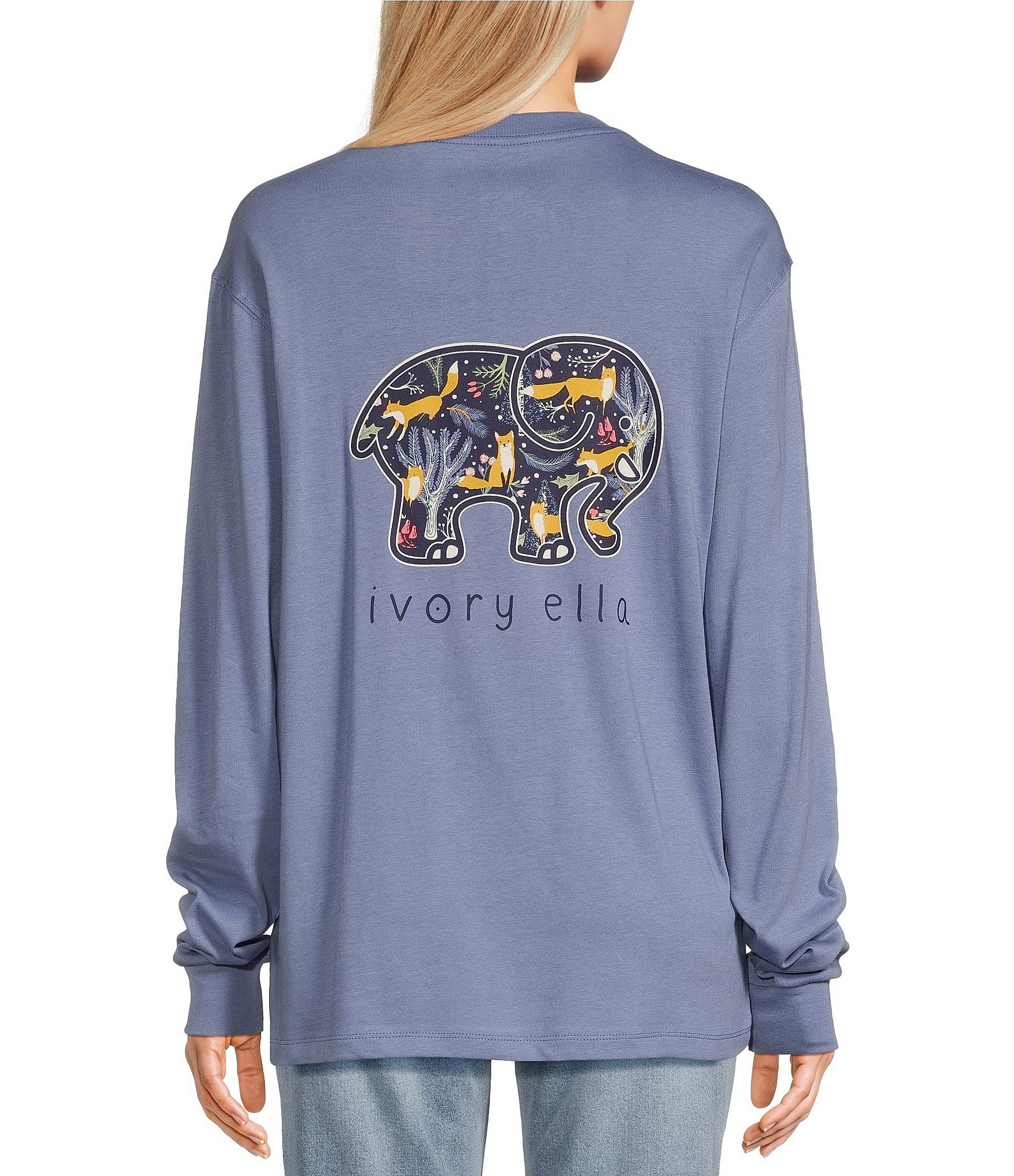 Ivory Ella Foxes Long Sleeve Graphic T-Shirt