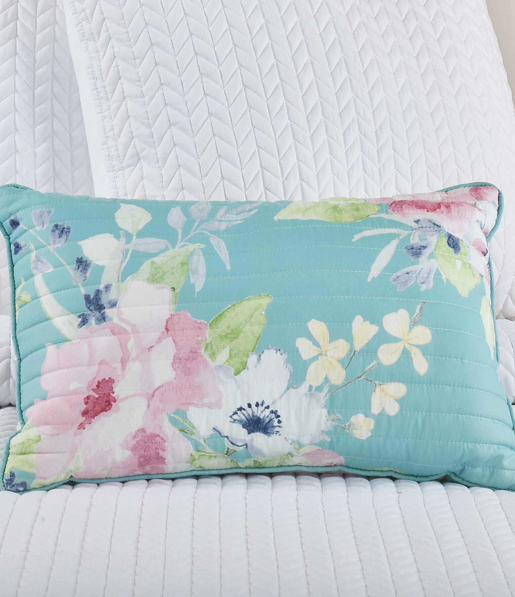 J by J. Queen New York Esme Floral Bouquet Printed Quilted Boudoir Pillow