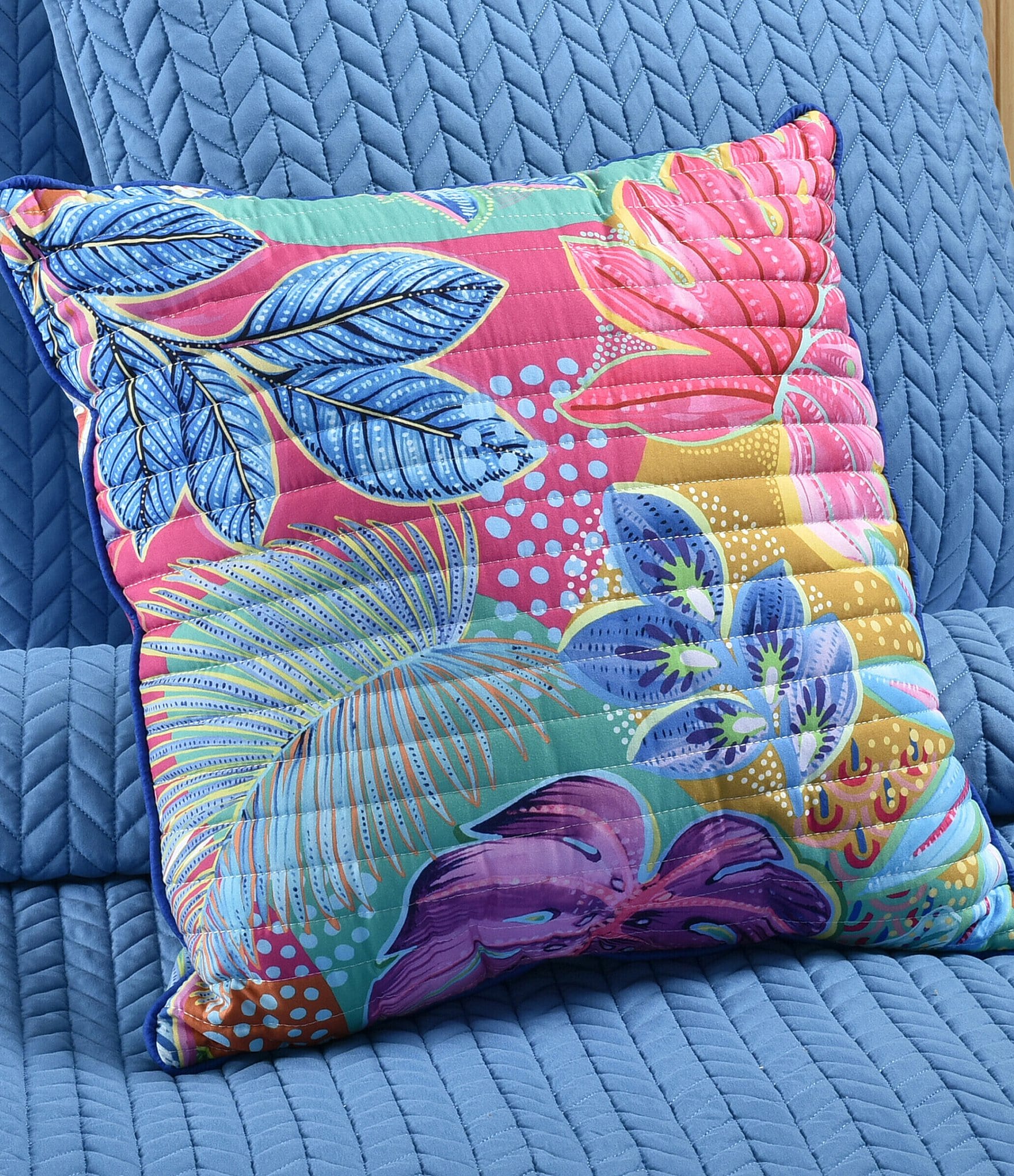 J. By J. Queen New York Hanalei Hawaiian-Inspired 18#double; Square Quilted Decorative Throw Pillow