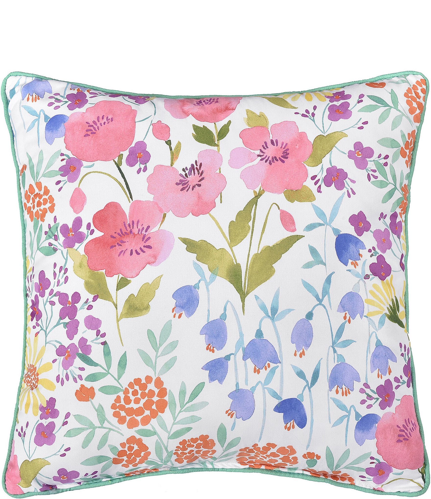 J. By J. Queen New York Jules 18 inch Wildflowers Print Square Decorative Throw Pillow