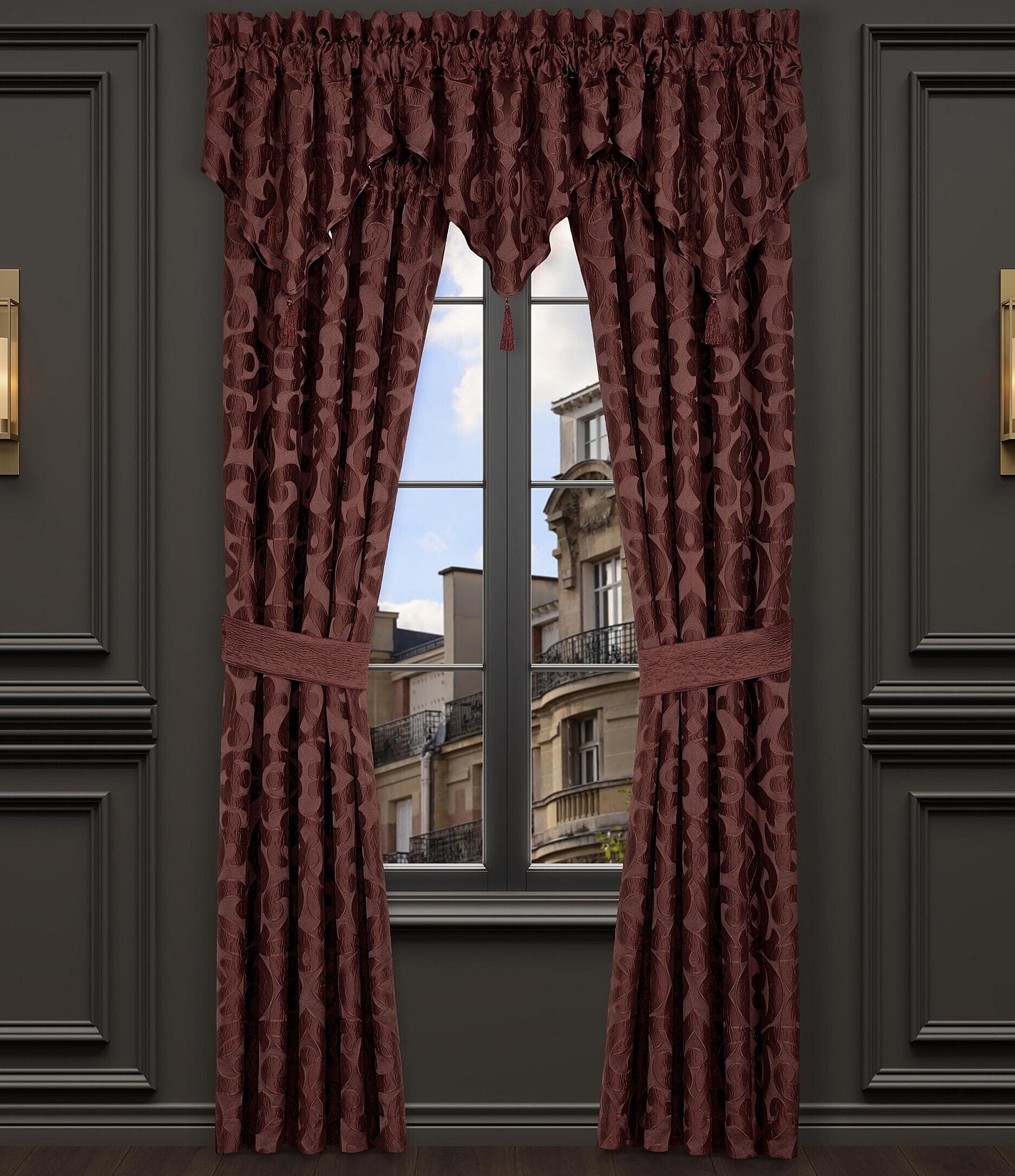 J. Queen New York La Boheme Scroll Damask Window Treatments