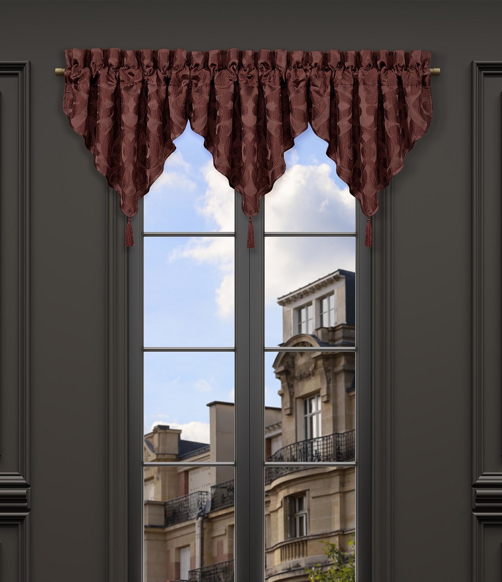 J. Queen New York La Boheme Scroll Damask Window Treatments
