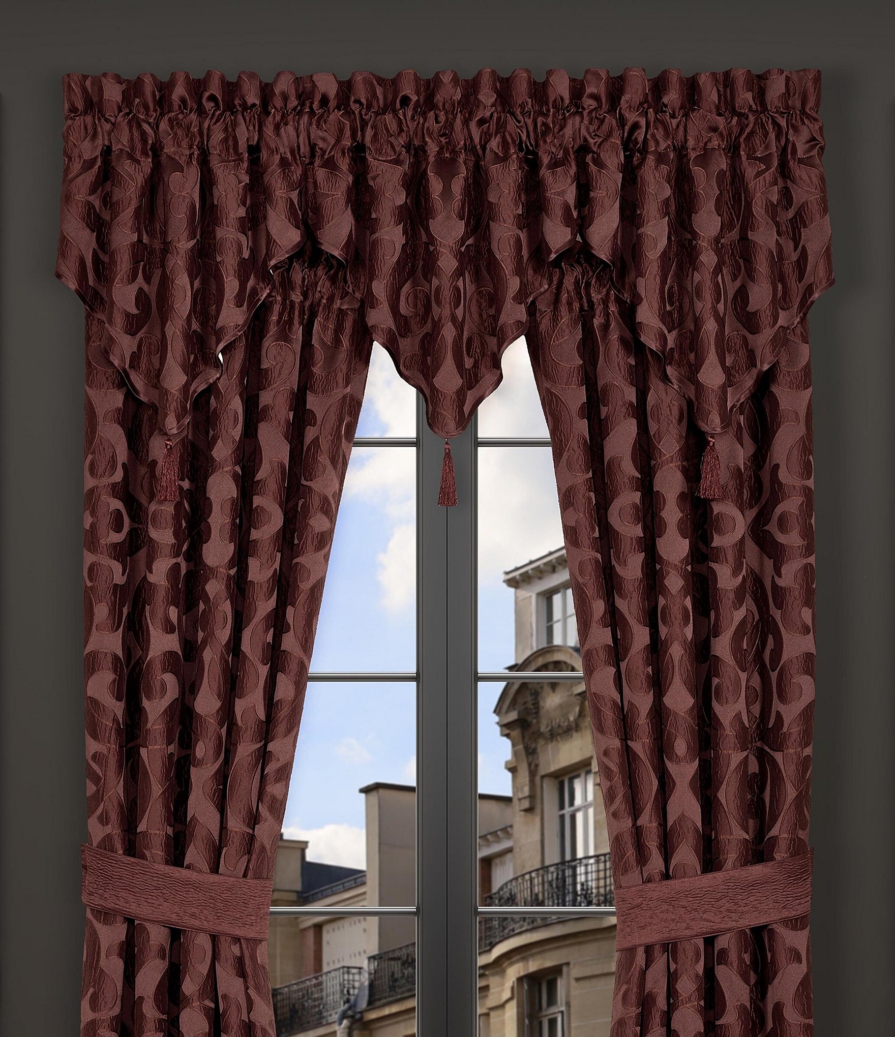J. Queen New York La Boheme Scroll Damask Window Treatments