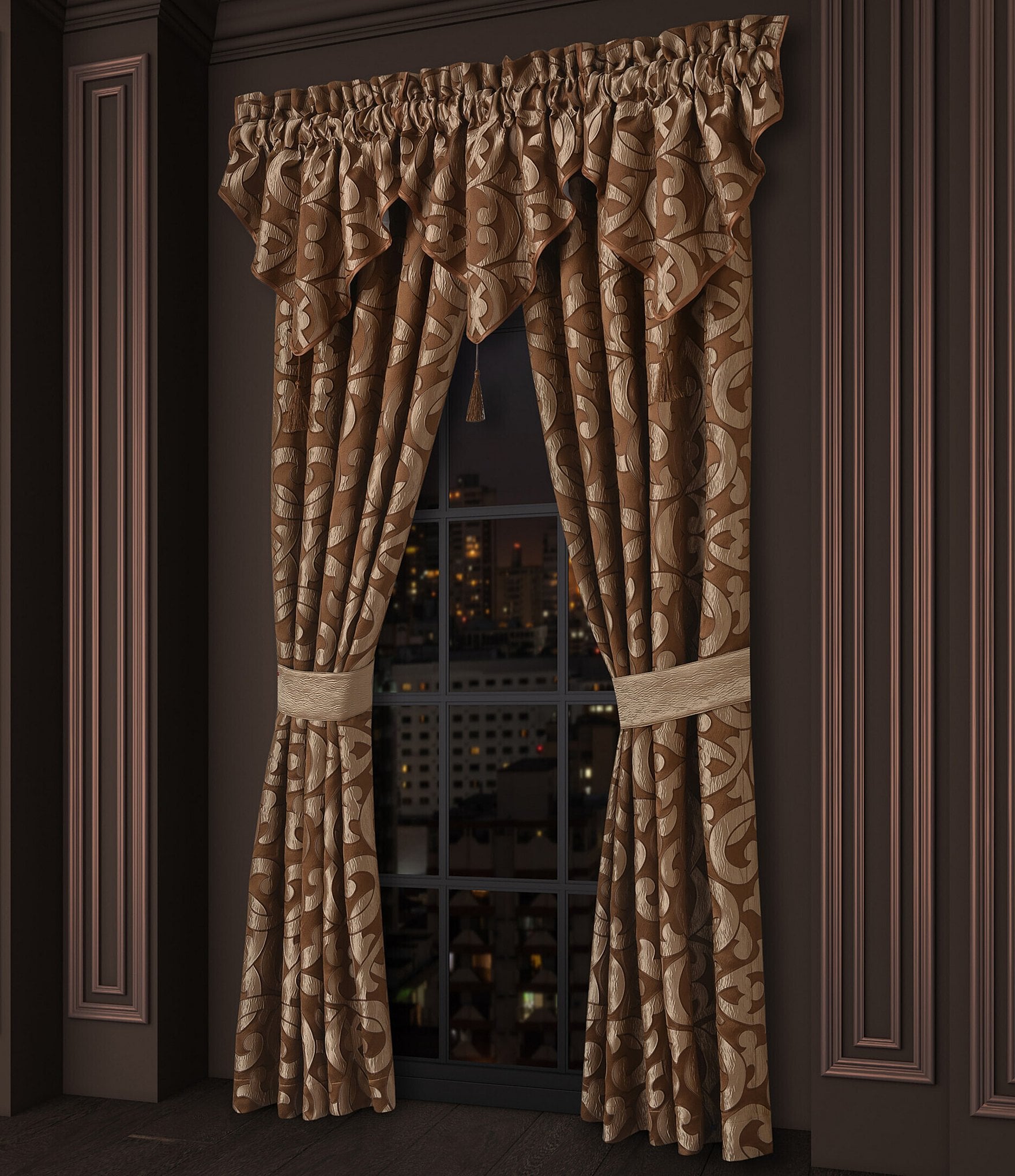 J. Queen New York La Boheme Scroll Damask Window Treatments