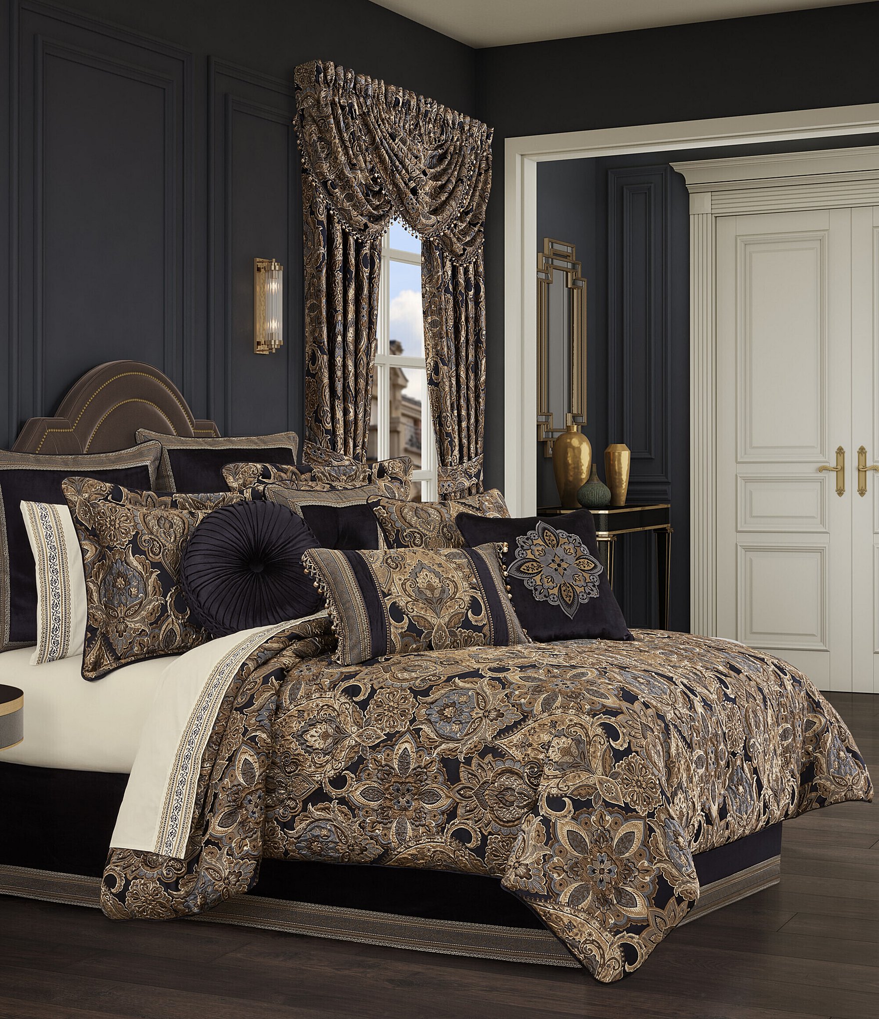 J. Queen New York Weston Blue Bedding Collection Woven Damask Print  Comforter Set