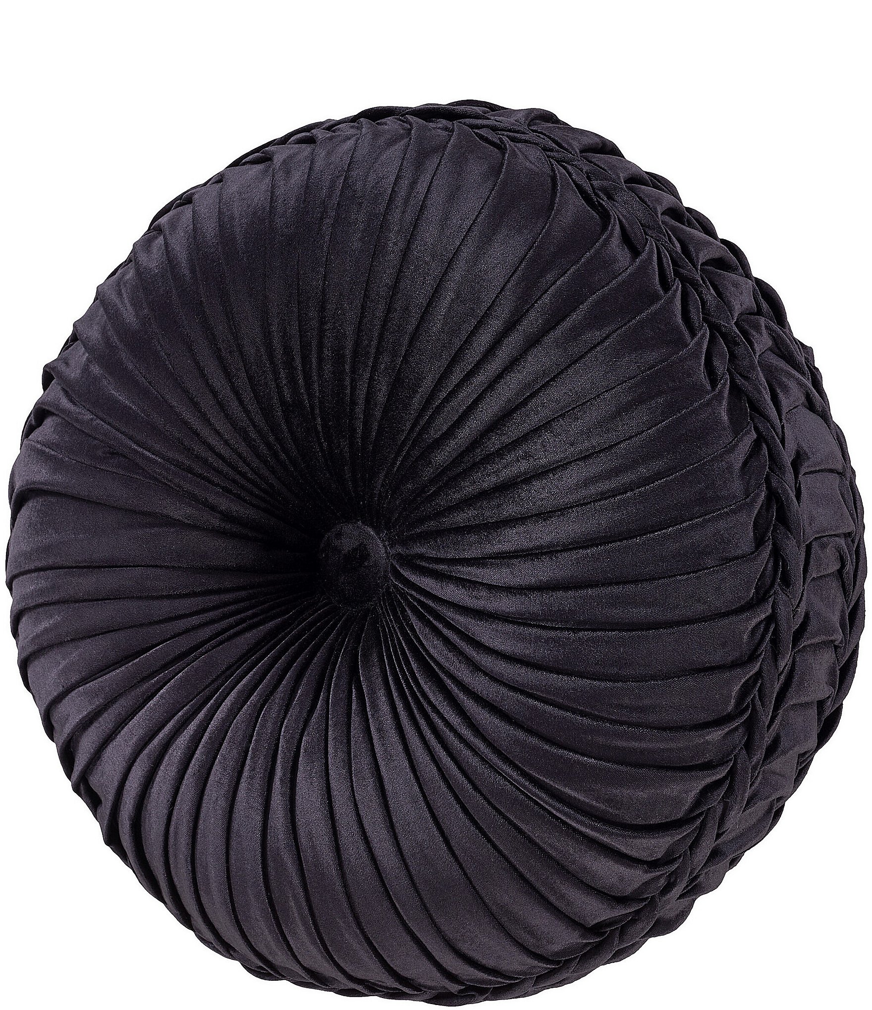 J. Queen New York Amara Button-Tufted Pleated Round Pillow