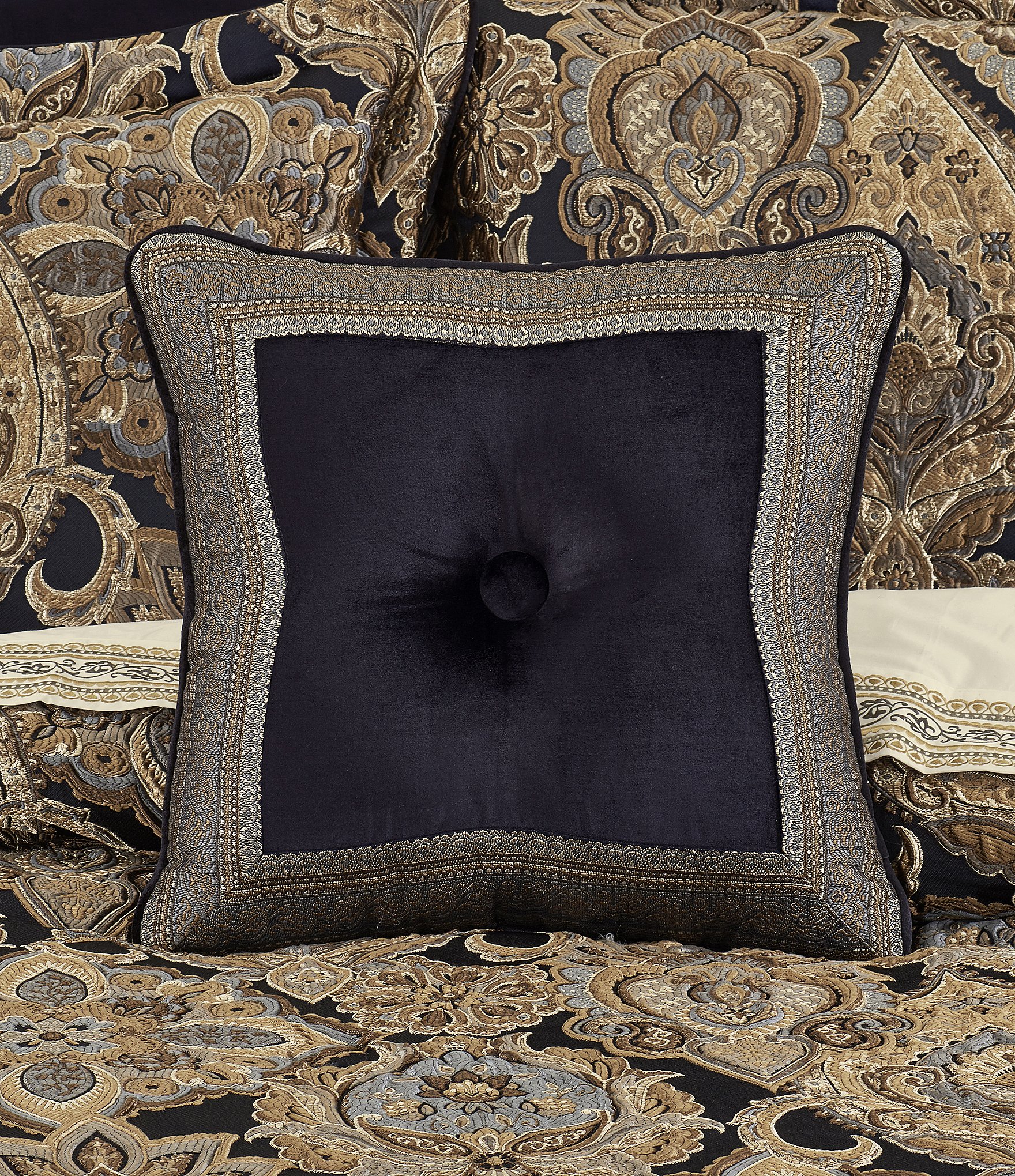 J. Queen New York Amara Button-Tufted Embellished Reversible Square Decorative Pillow